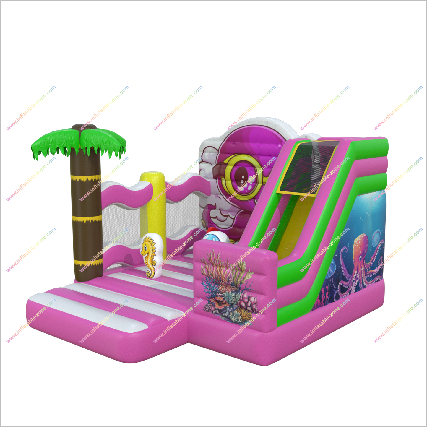 Ocean Party Bounce With Slide Combo Inflatable Octopus Blow Up Bouncer Inflatable Slide For Rent