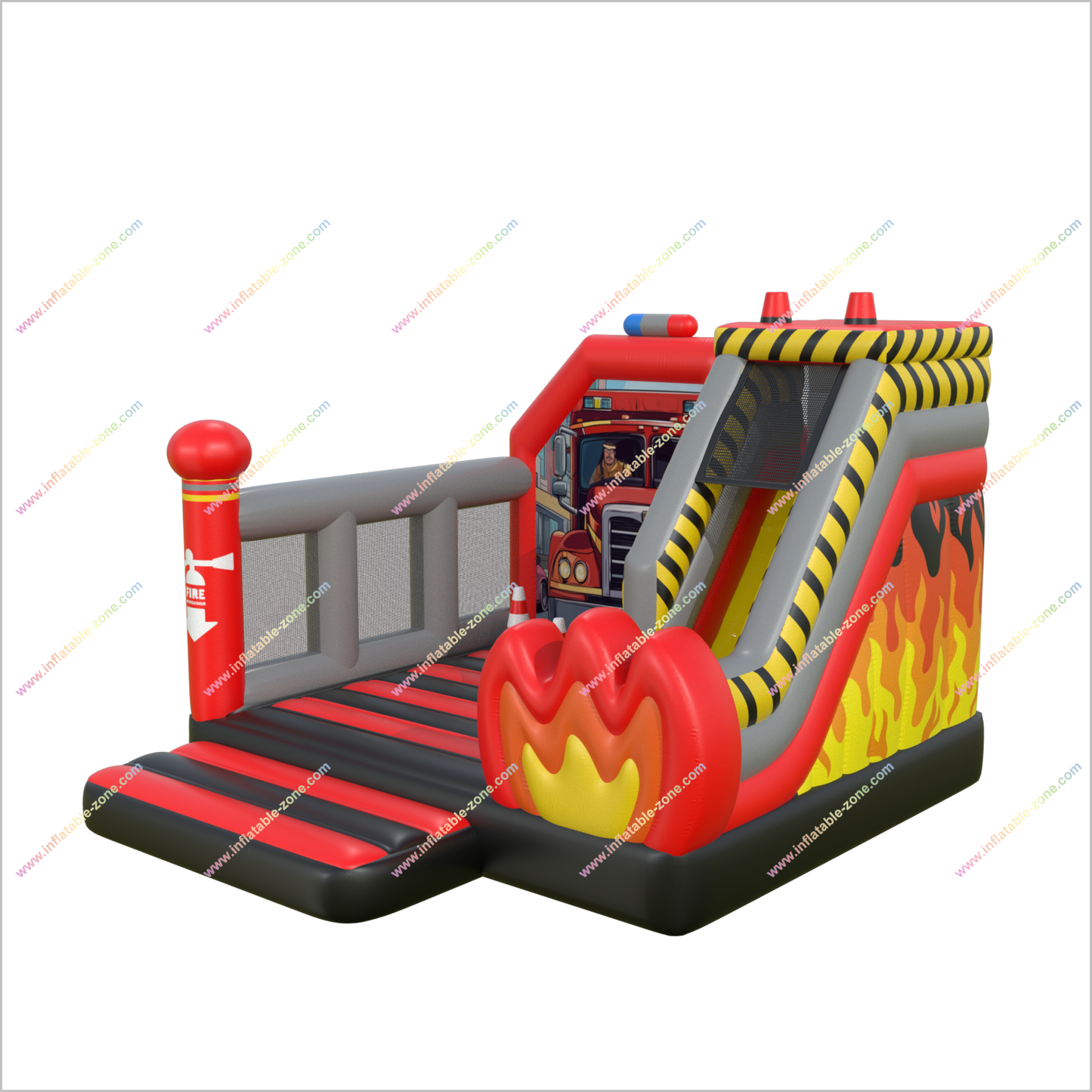Fire Truck Inflatable Bouncer Slide Rentals Adult Inflatable Park Bold Combo Slide Bouncy Castle Hire - Inflatable-Zone