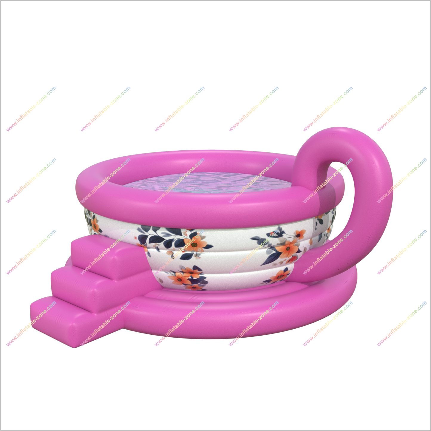 Look Awesome Inflatable Tea Cup Pool Whimsical Backyard Fun Floral Tea Cup Inflatable Pool - Inflatable-Zone