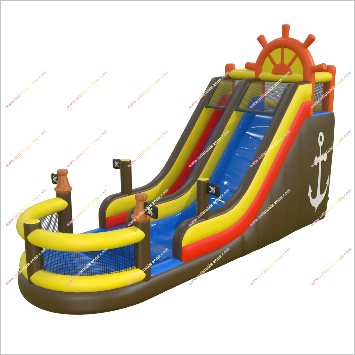 Pirate Ship Inflatable Water Slide Target Commercial Bounce House Water Blow Up Slide With Pool