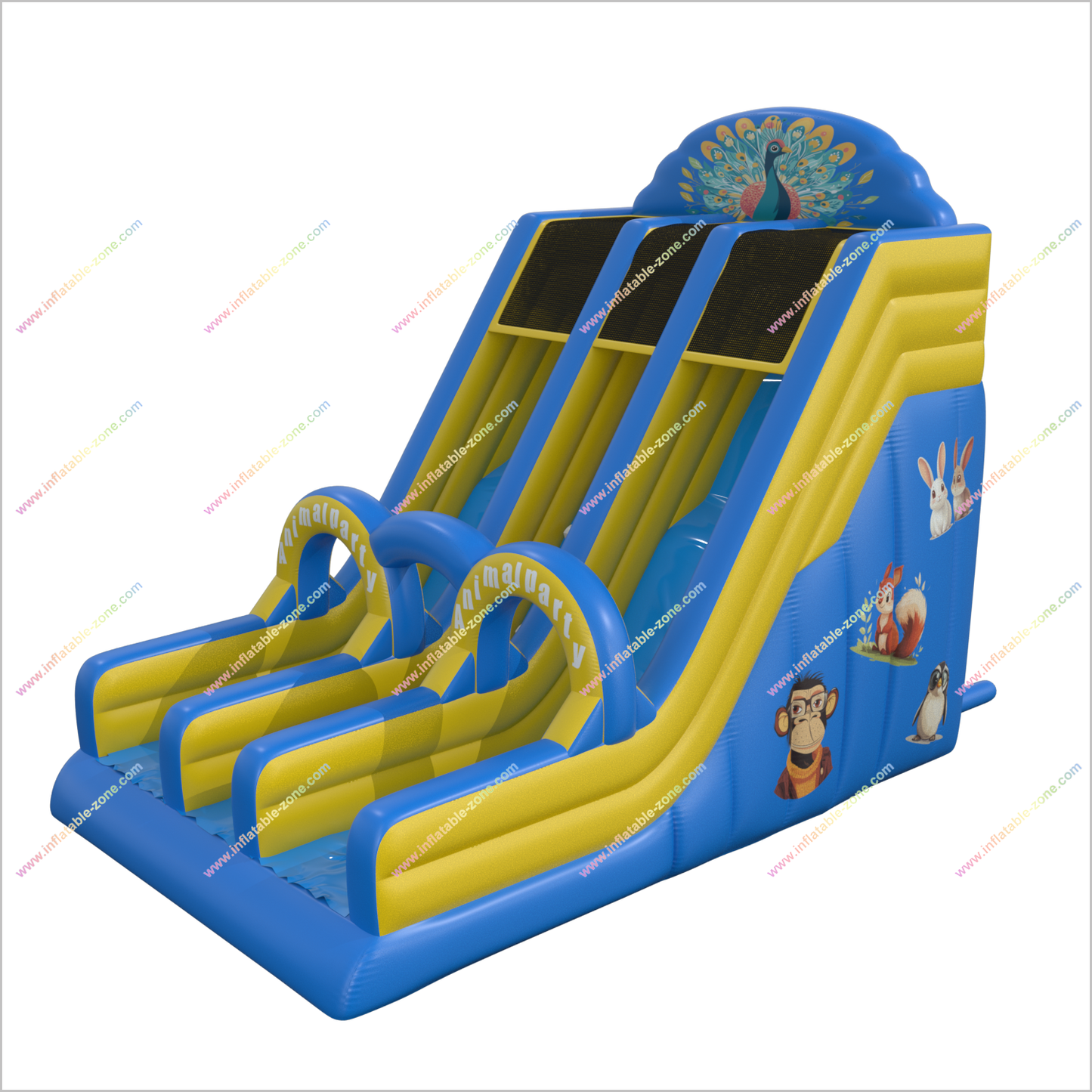 Animal Party Super Slide Inflatable Playground Outdoor Near Me Dual Lane Inflatable Slip And Slide - Inflatable-Zone