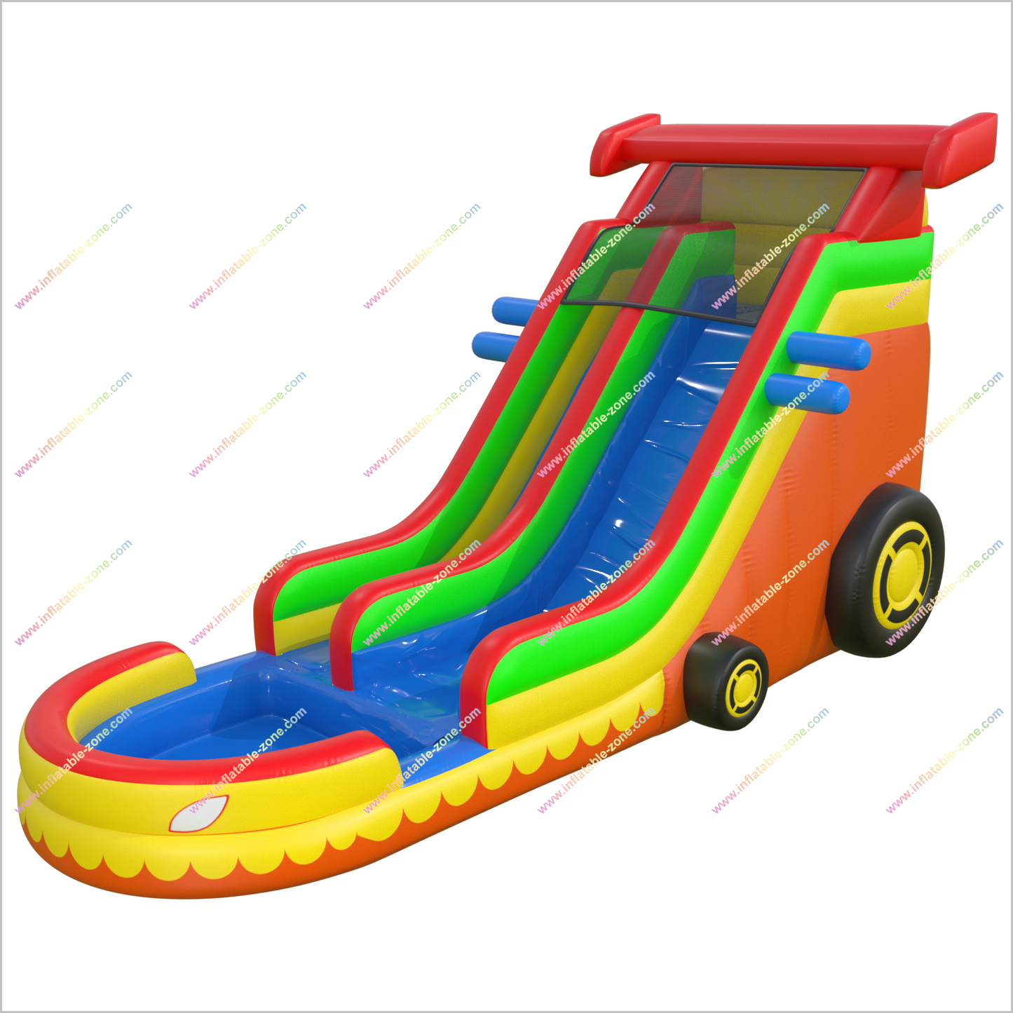 Racing Car Inflatable Water Slide Hire Near Me Childrens Playground Multi-Colored Water Slide For A Swimming Pool