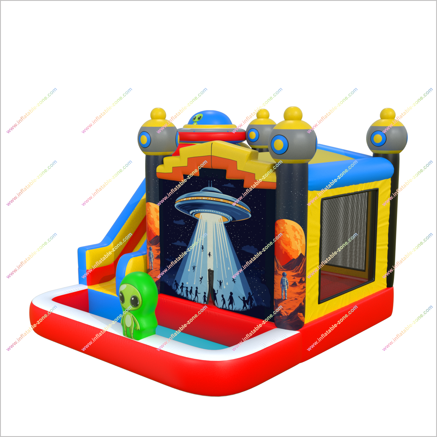 Space-Themed Bounce House Blow Up Slide Into Pool Rent Inflatable Bouncy Castle Ball Pit Slide Combo