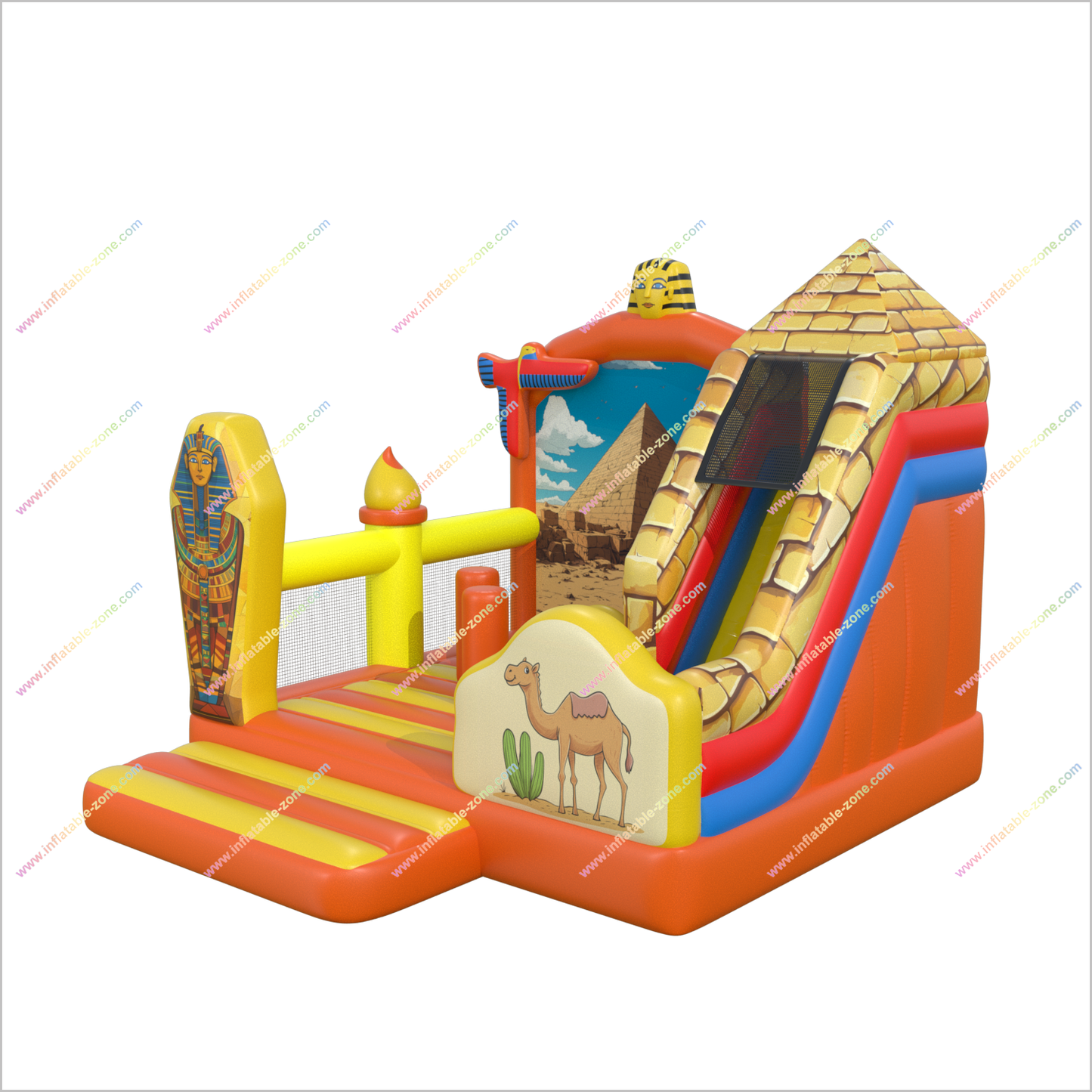 Ancient Egypt Commercial Inflatable Castle Feature Pyramid Jumping House With Slide Combo Bouncers For Rent - Inflatable-Zone