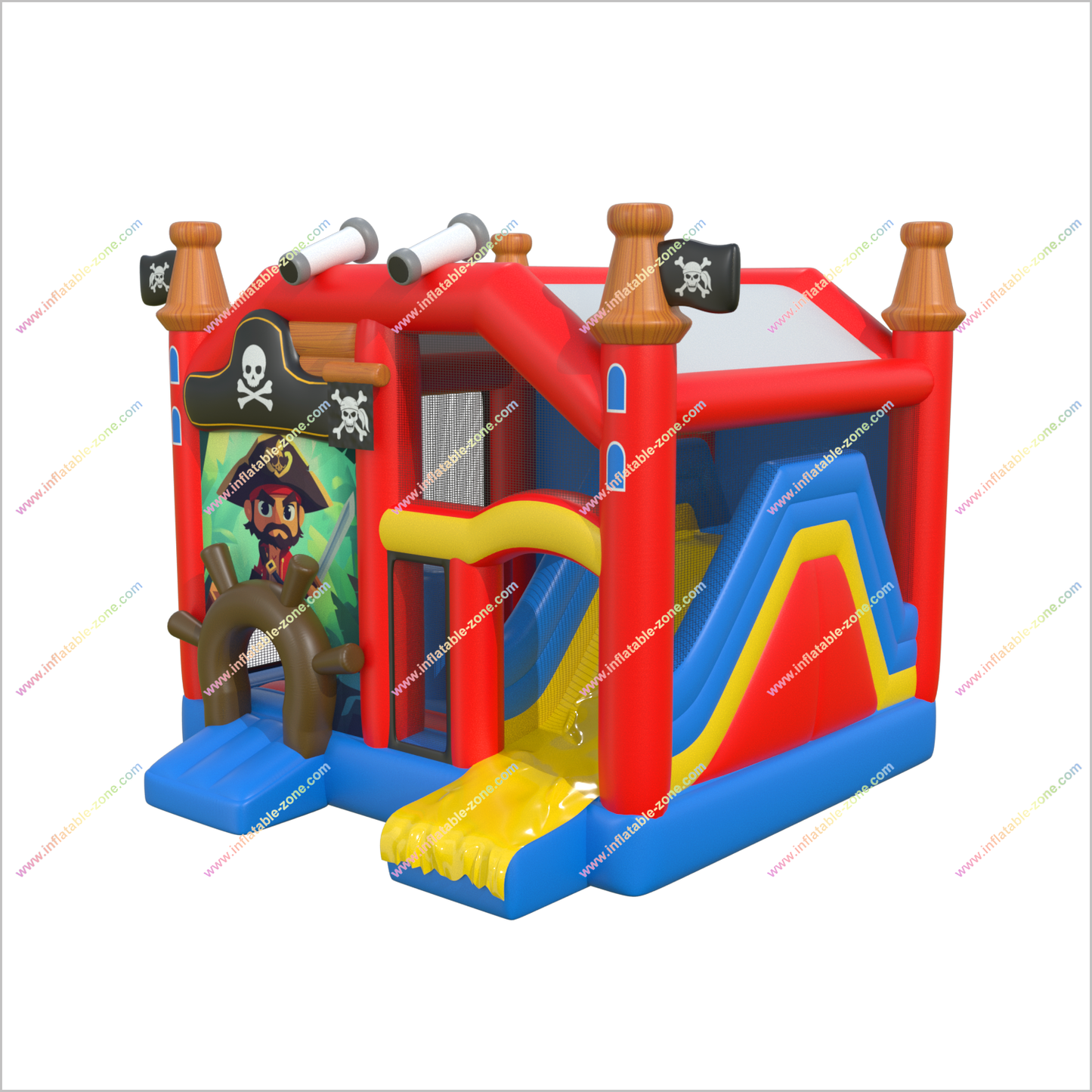 Pirate-Themed Inflatable Bounce House With Slide Rental Mini Combo Jumper Bouncy Castle For Party
