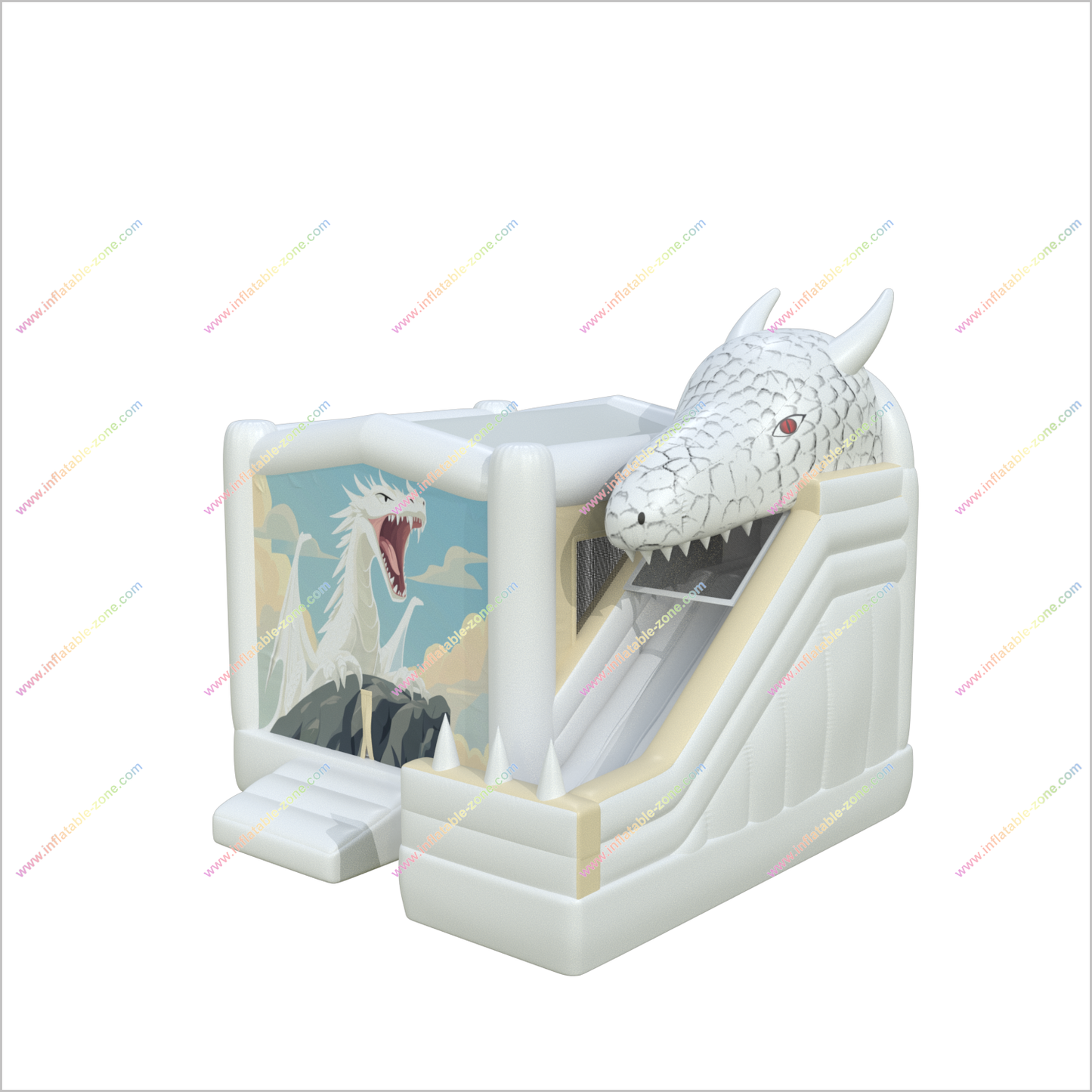 White Dragon Bouncy Castles And Slides Park Combo Bounce House With Slide Rentals Inflatables Toys - Inflatable-Zone
