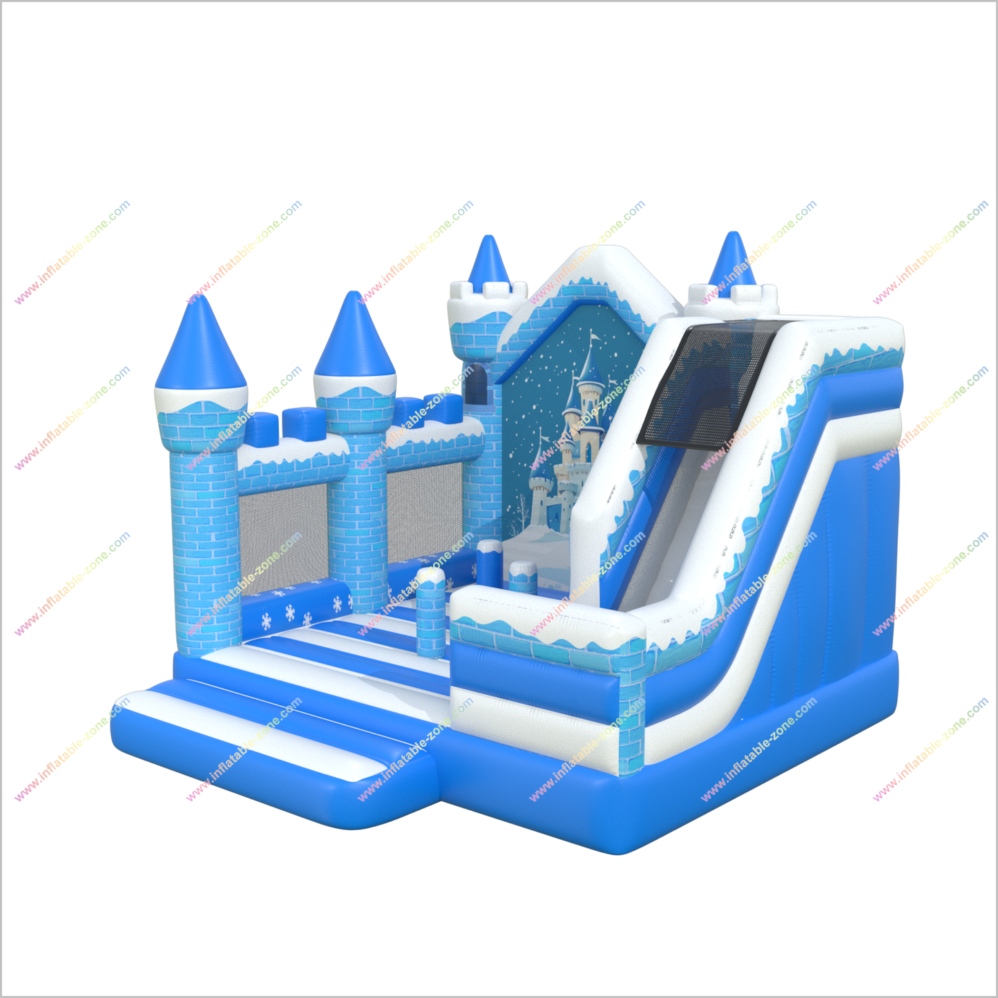 Frozen-Themed Castle Bouncer And Slide Combo Jumper Inflatable Bounce House With Slide For Sale