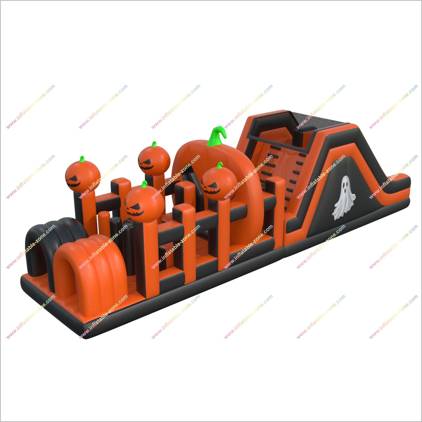 Halloween Obstacle Course Bounce House Inflatable Theme Park Spooky Pumpkin Inflatable Assault Course Adults