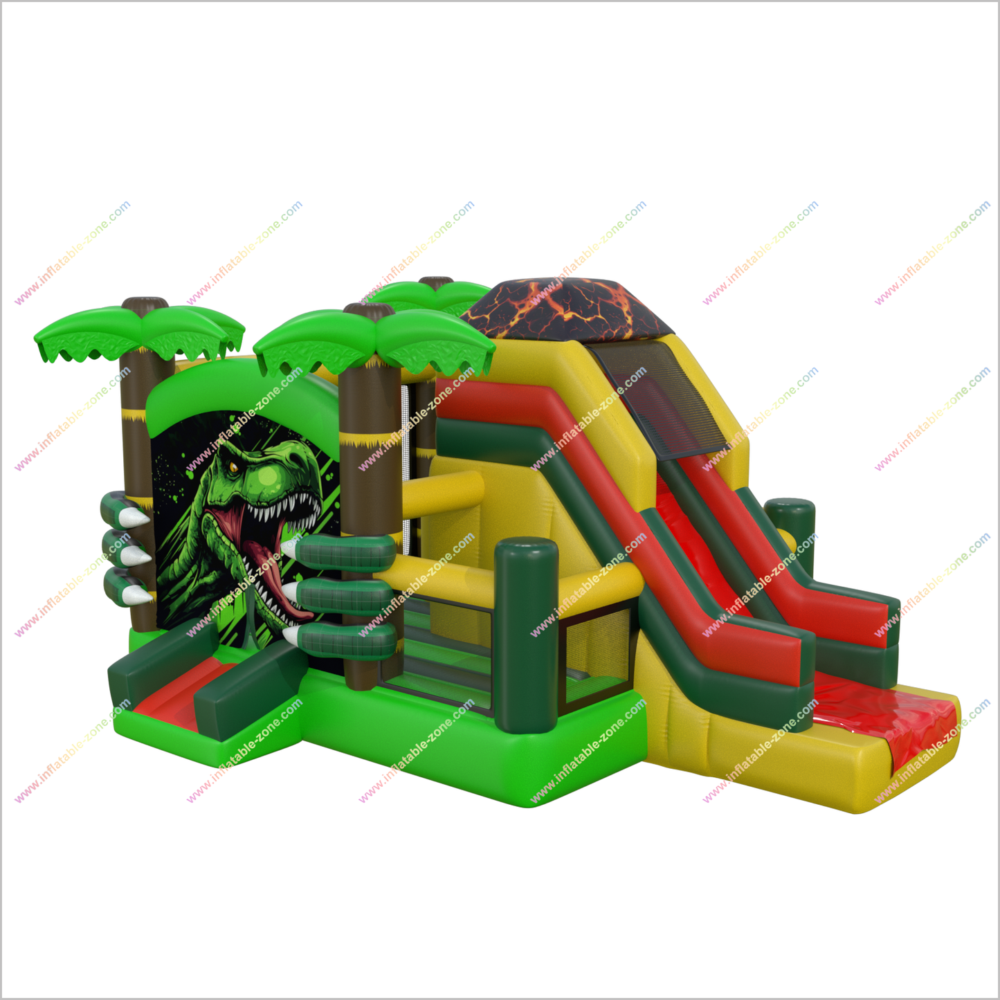 Dinosaur Theme Party Jungle Slide Bouncy Castle Inflatable Area Big T-Rex Bounce House Slide Combo Rentals Near Me - Inflatable-Zone