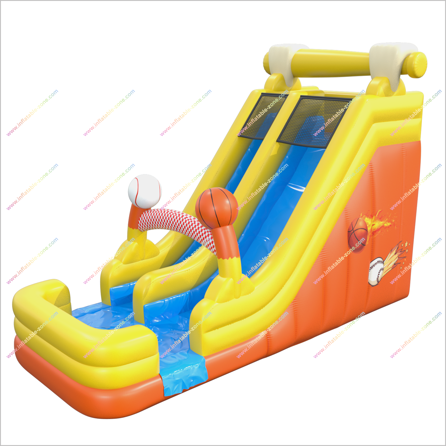 Sports-Themed Tall Inflatable Water Slide Basketball And Baseball Water Slide For Above Ground Pool - Inflatable-Zone