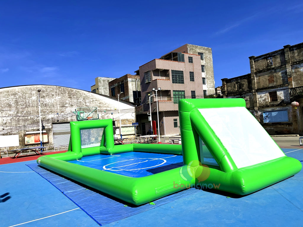 Green Inflatable Soccer Game Field Ultimate Fun Playground