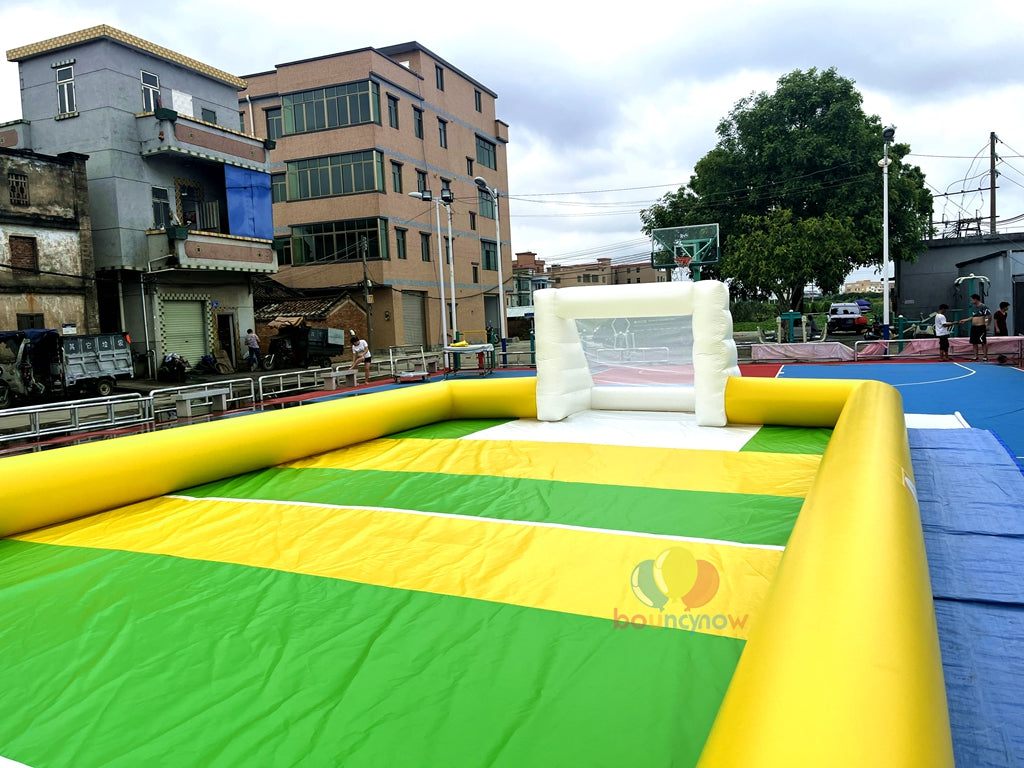Yellow Durable Giant Inflatable Soap Soccer Field High Quality Safe & Fun Outdoor Adventure Game