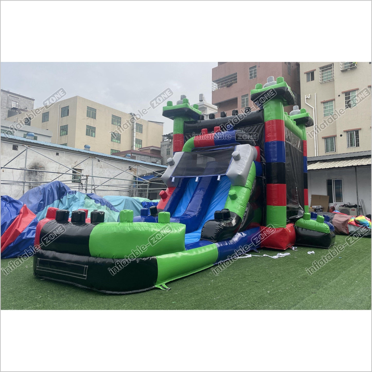 Best Bouncy Castle Inflatable Block Dual Lane Combo Backyard Bounce House With Slide - Inflatable-Zone