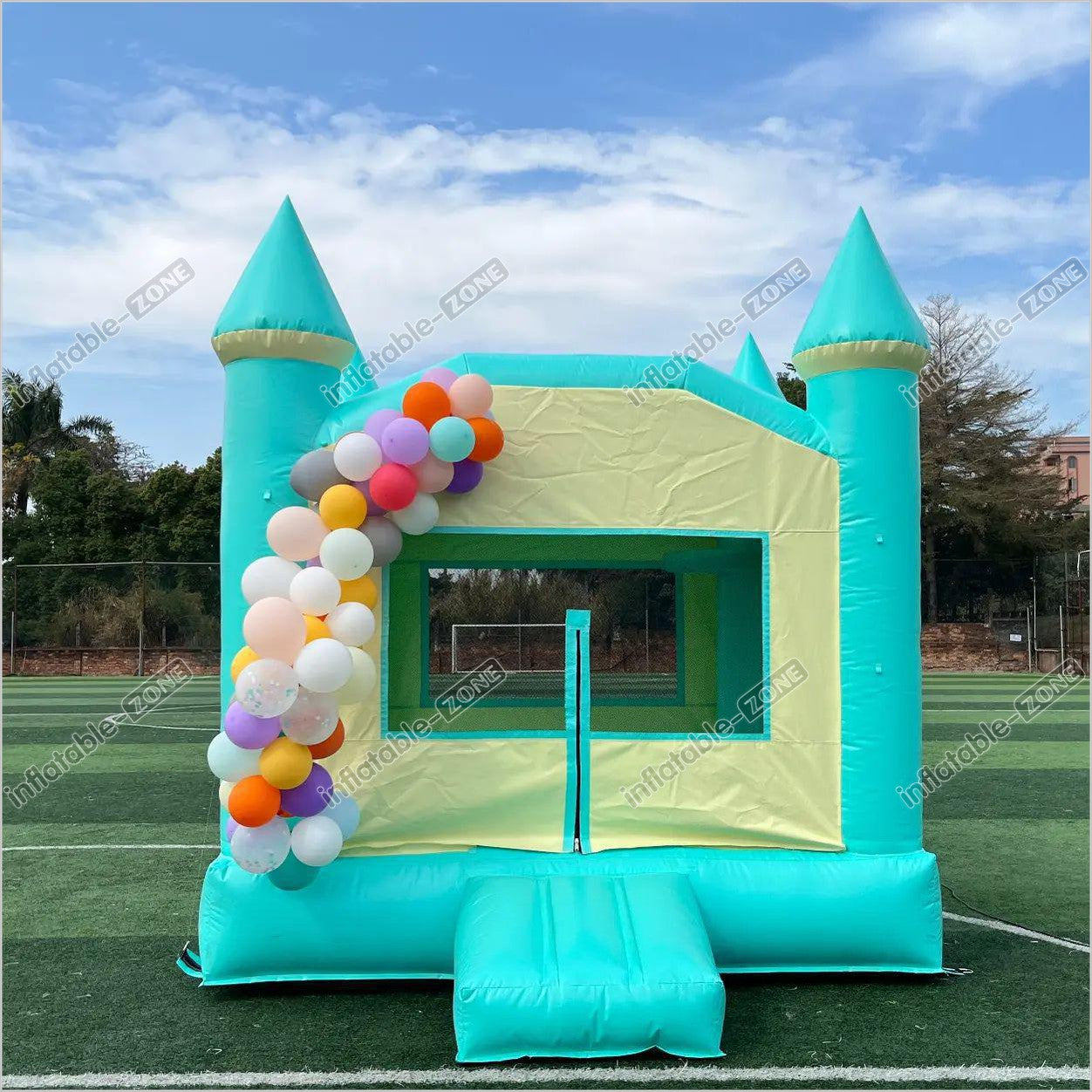 Green Inflatable Bounce Castle Jumper Combo, Big Bounce Houses With Slide - Inflatable-Zone