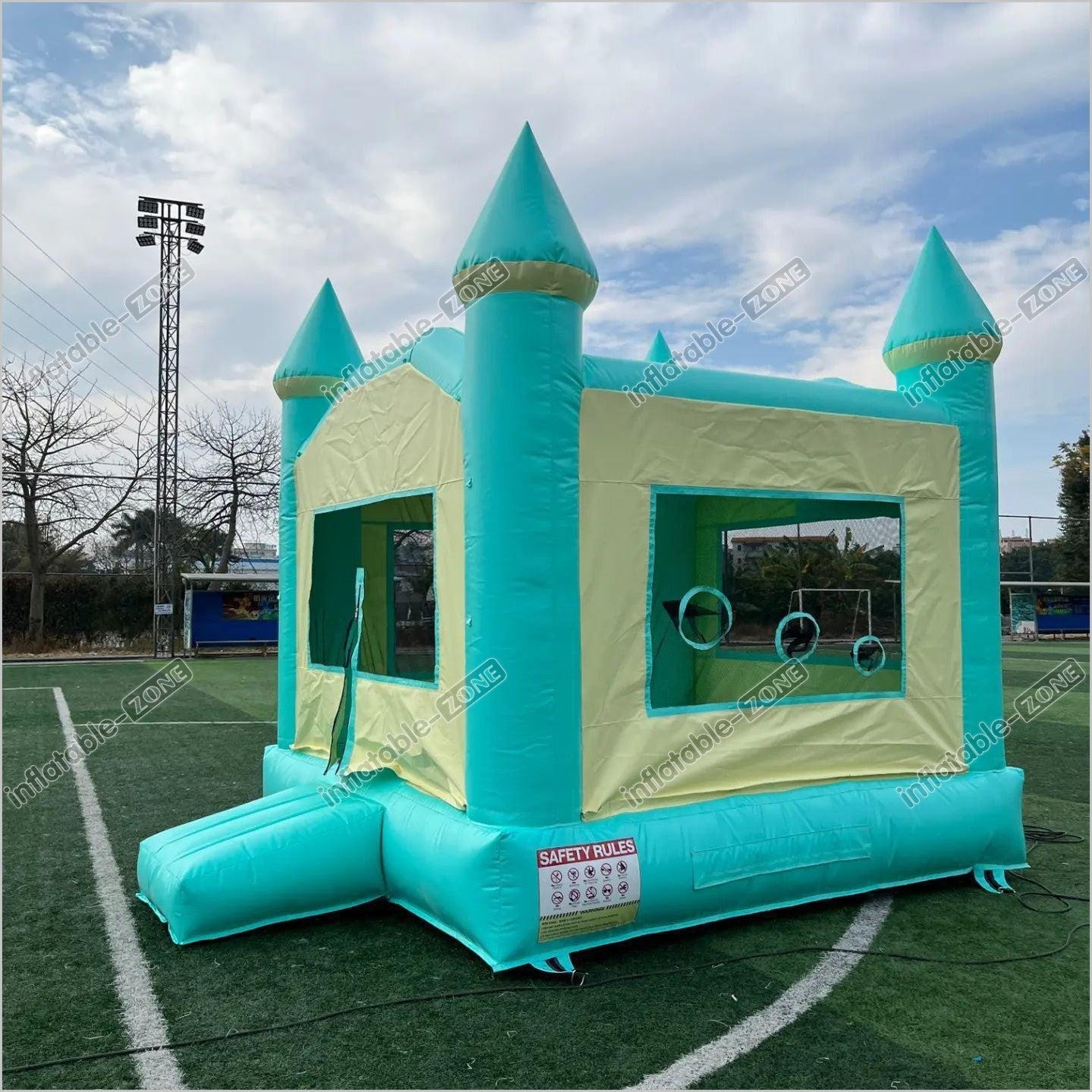 Green Inflatable Bounce Castle Jumper Combo, Big Bounce Houses With Slide - Inflatable-Zone