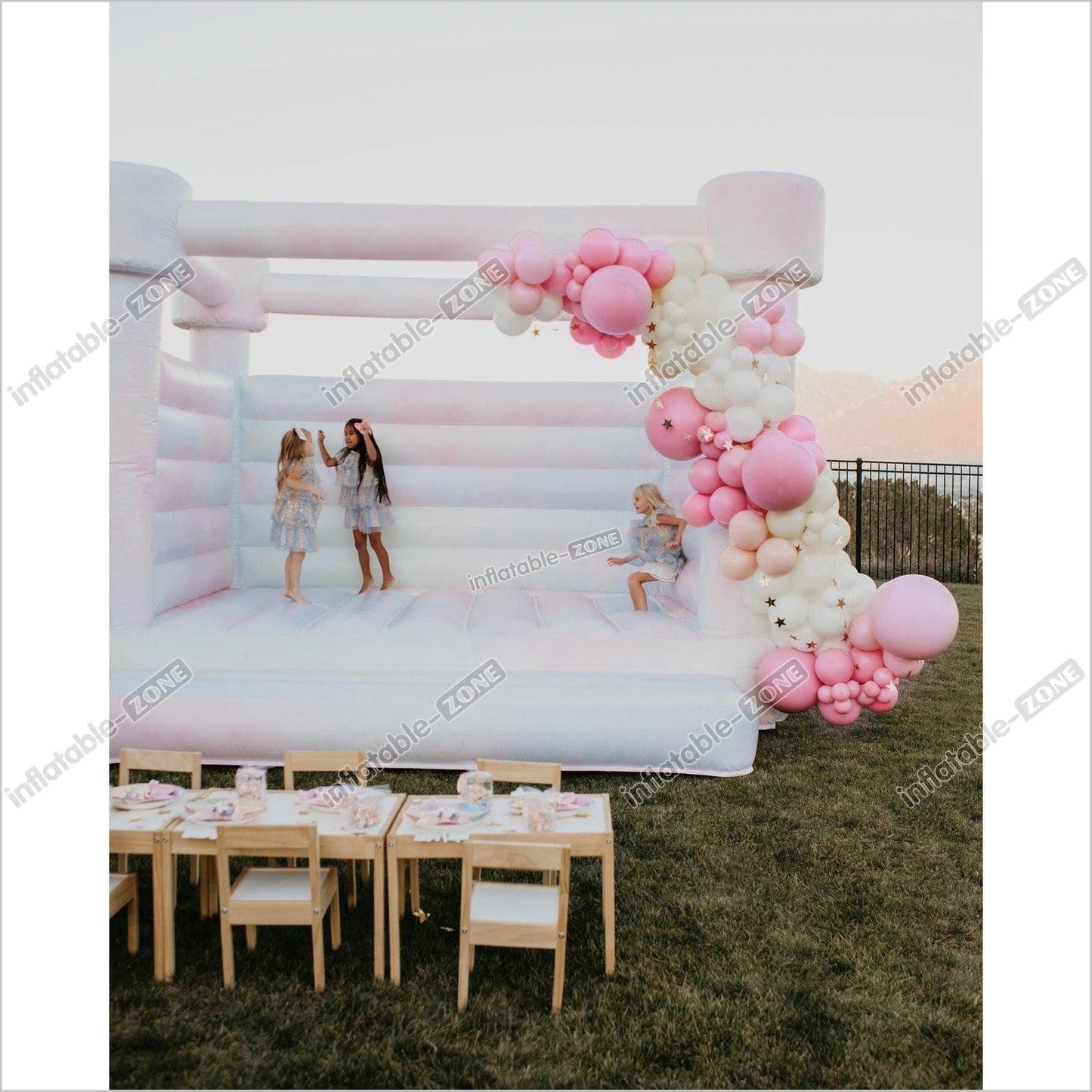 Pastel Color Wedding Jumping House Party Bounce House - Inflatable-Zone