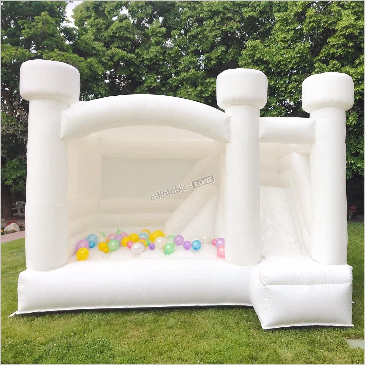 Inflatable White Bounce House With Slide For Party /Wedding - Inflatable-Zone