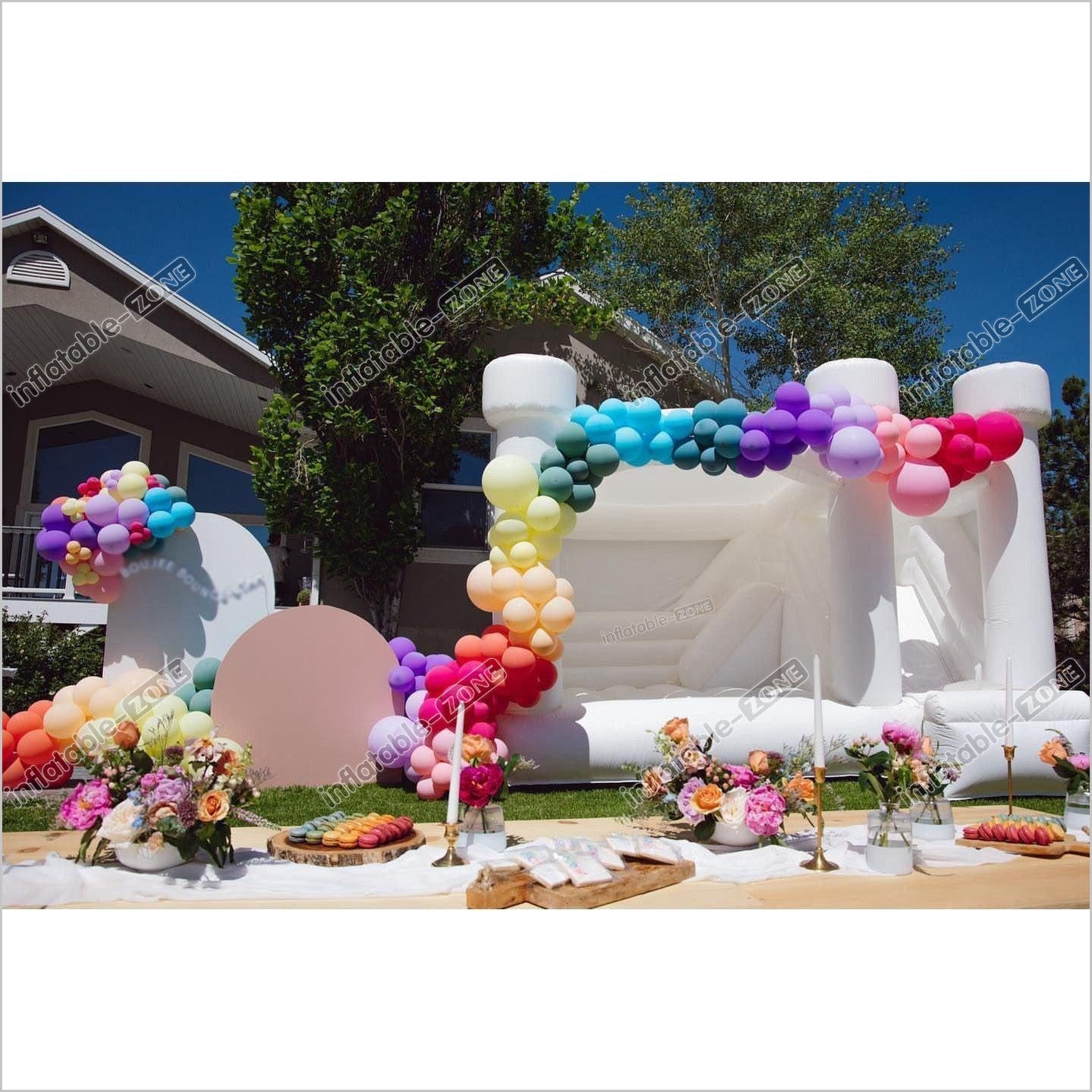 Inflatable White Bounce House With Slide For Party /Wedding - Inflatable-Zone