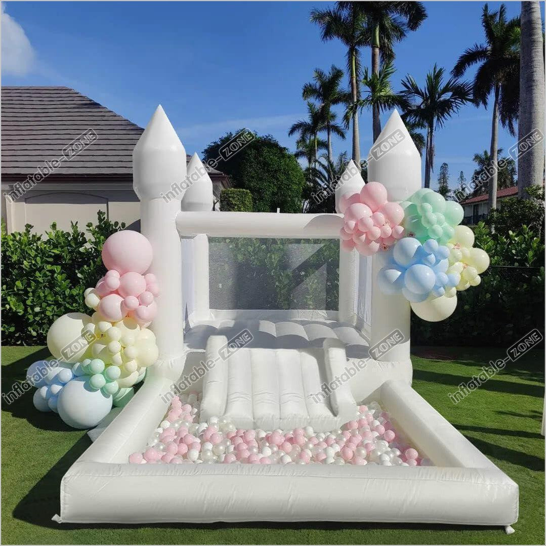Commercial Inflatable White Bounce House With Ball Pit Combo For Kids White Bouncy House Jumper - Inflatable-Zone