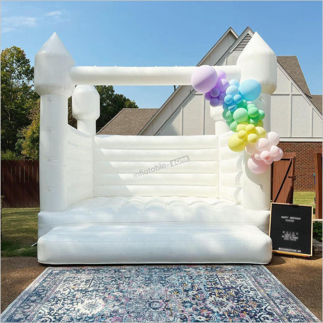 Awesome White Bounce House, Romantic Wedding White Bouncy Castle - Inflatable-Zone