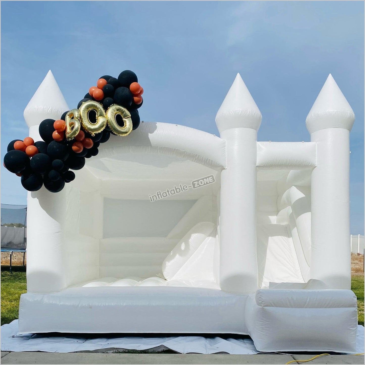 Inflatable All White Jump Bounce House Castle With Slide - Inflatable-Zone