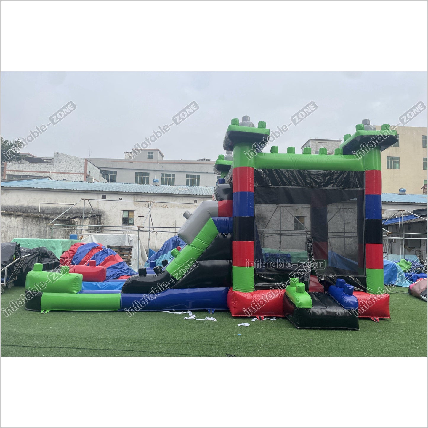 Best Bouncy Castle Inflatable Block Dual Lane Combo Backyard Bounce House With Slide - Inflatable-Zone