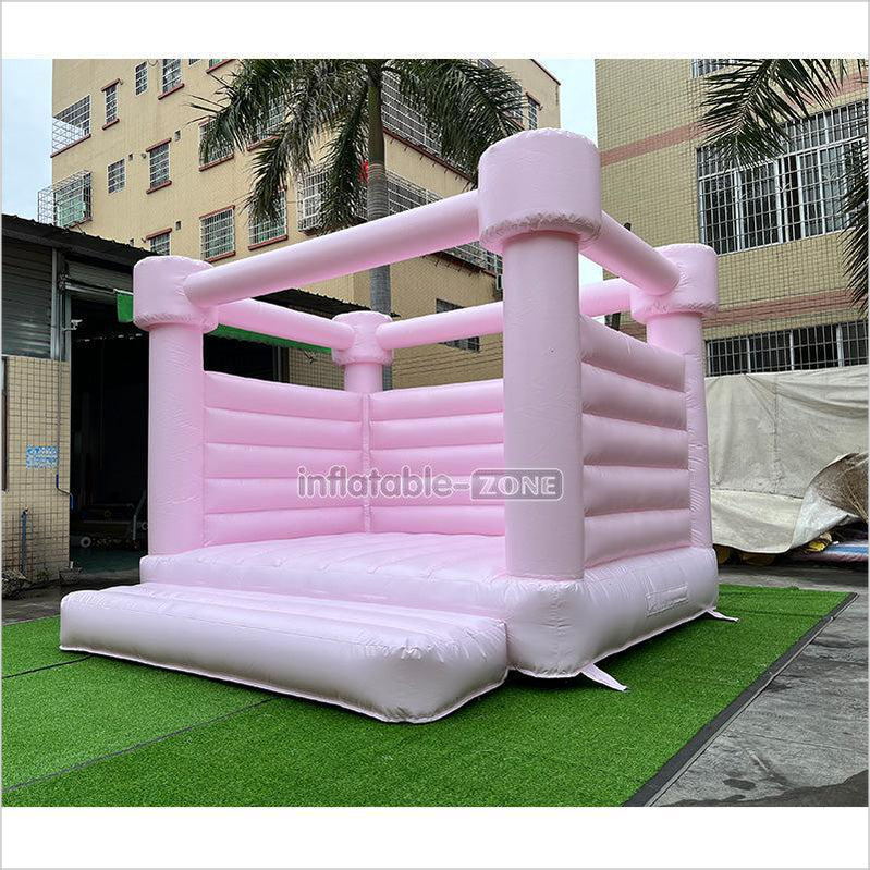 Custom Commercial Pastel Pink Inflatable Bouncy Jumping Castle White Bounce House - Inflatable-Zone