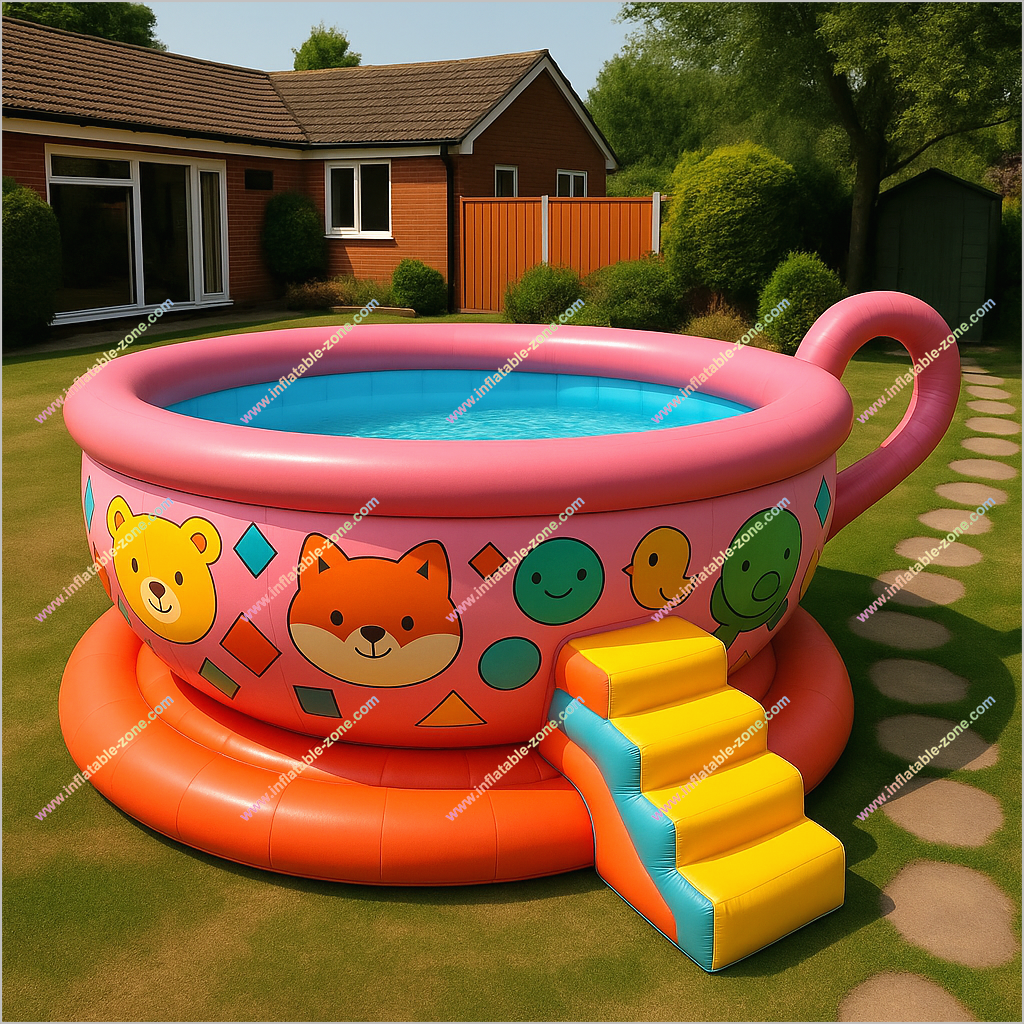 Enjoy Fun Inflatable Teacup Pools Backyard Engagement Party Tea Cup Inflatable Swimming Pool For Sale