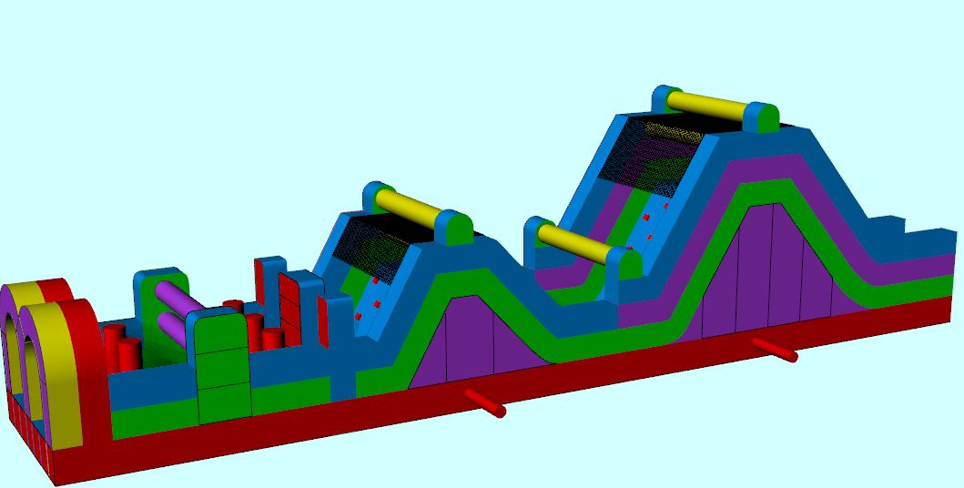30% deposit for a 57.4x10x16ft obstacle course with water slide and pool