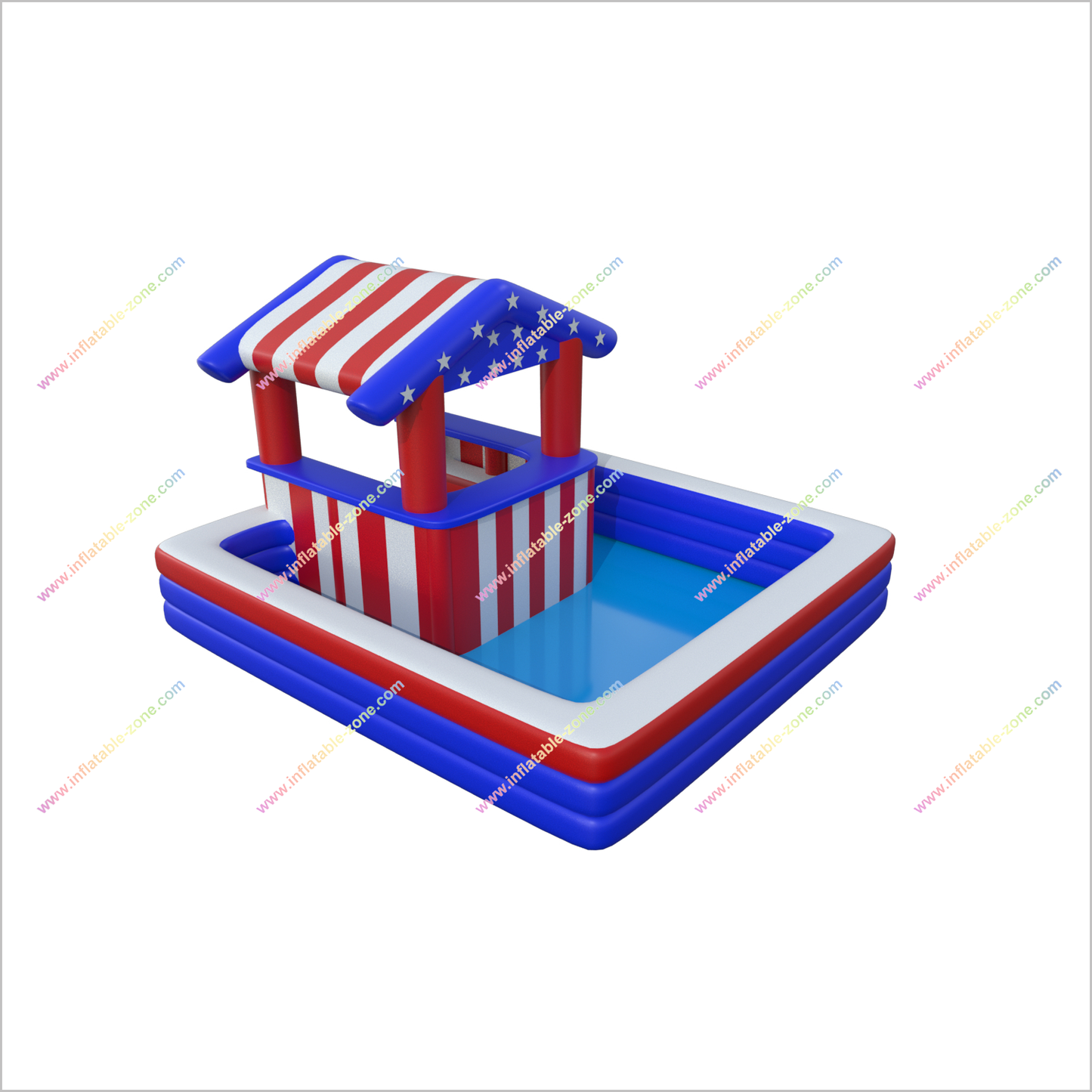American Flag Theme Inflatable Pool Bars Blow Up Water Pub Pool Bar - Inflatable-Zone
