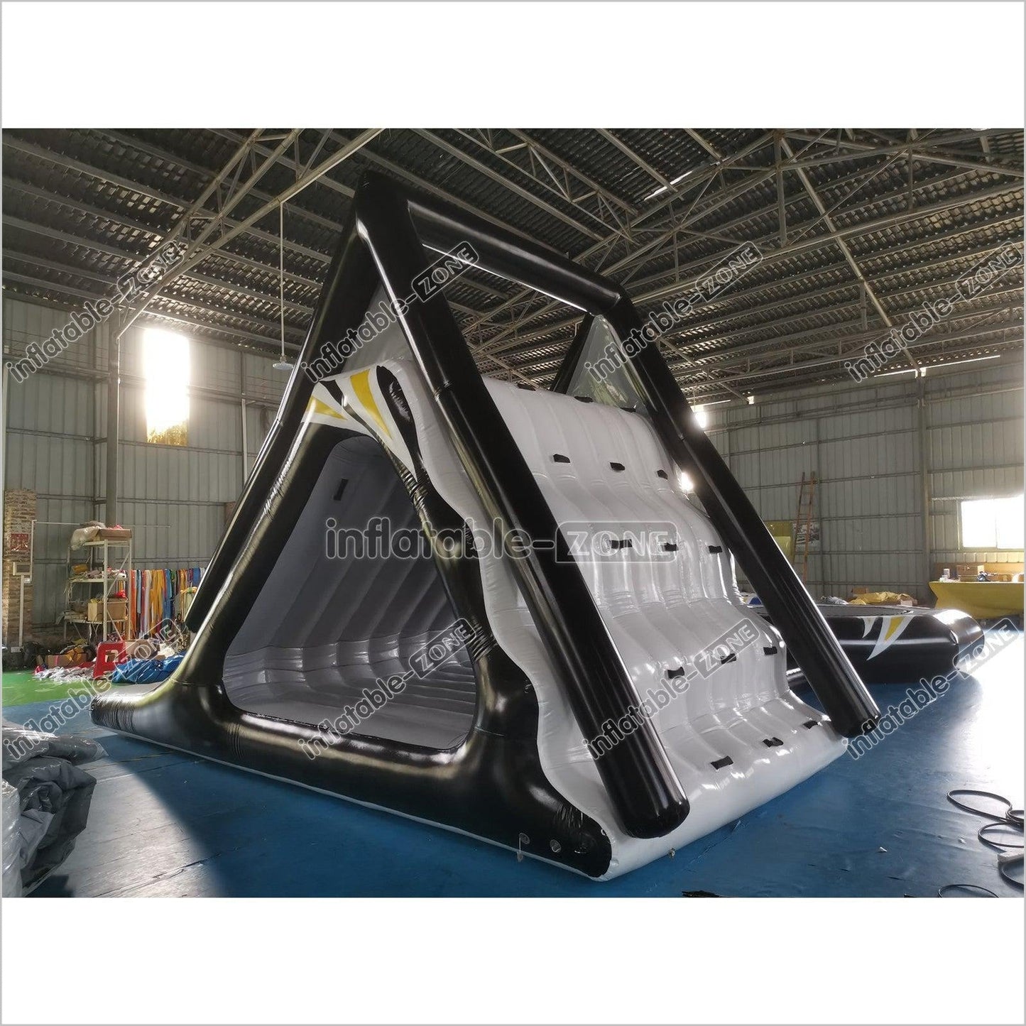 New Black Inflatable Water Floating Trampoline Combo With Launch And Slide - Inflatable-Zone