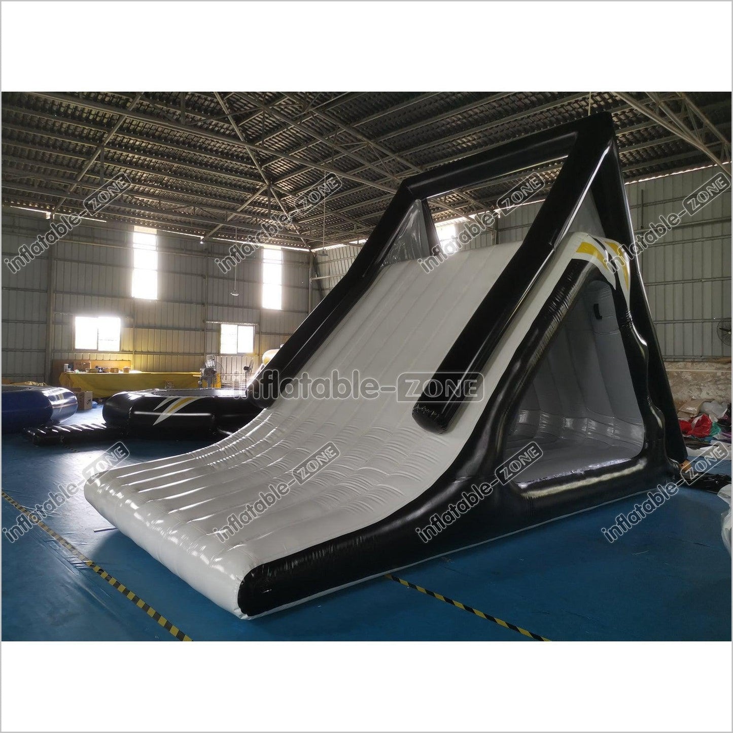 New Black Inflatable Water Floating Trampoline Combo With Launch And Slide - Inflatable-Zone