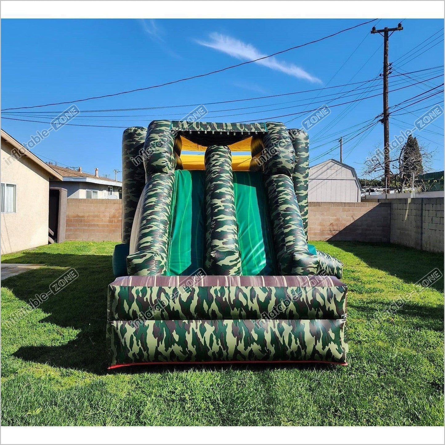 Inflatable Camouflage Bounce House With Slide For Kids, Outdoor Bounce Castle For Event - Inflatable-Zone