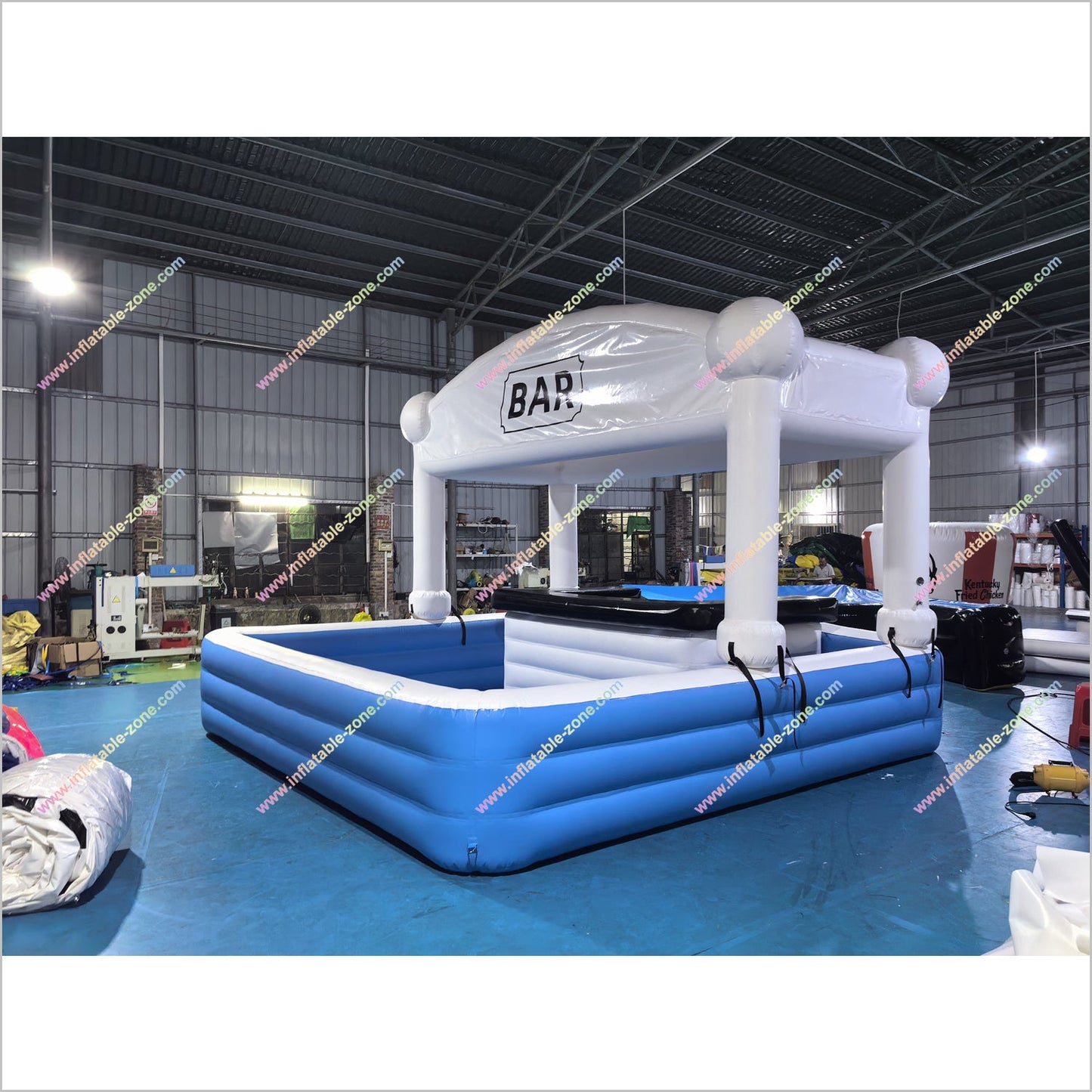 White Blue Black Inflatable Pool Bar Sport Bar Pool Table Inflatable Soft Play Near Me Floating Pool Toy - Inflatable-Zone