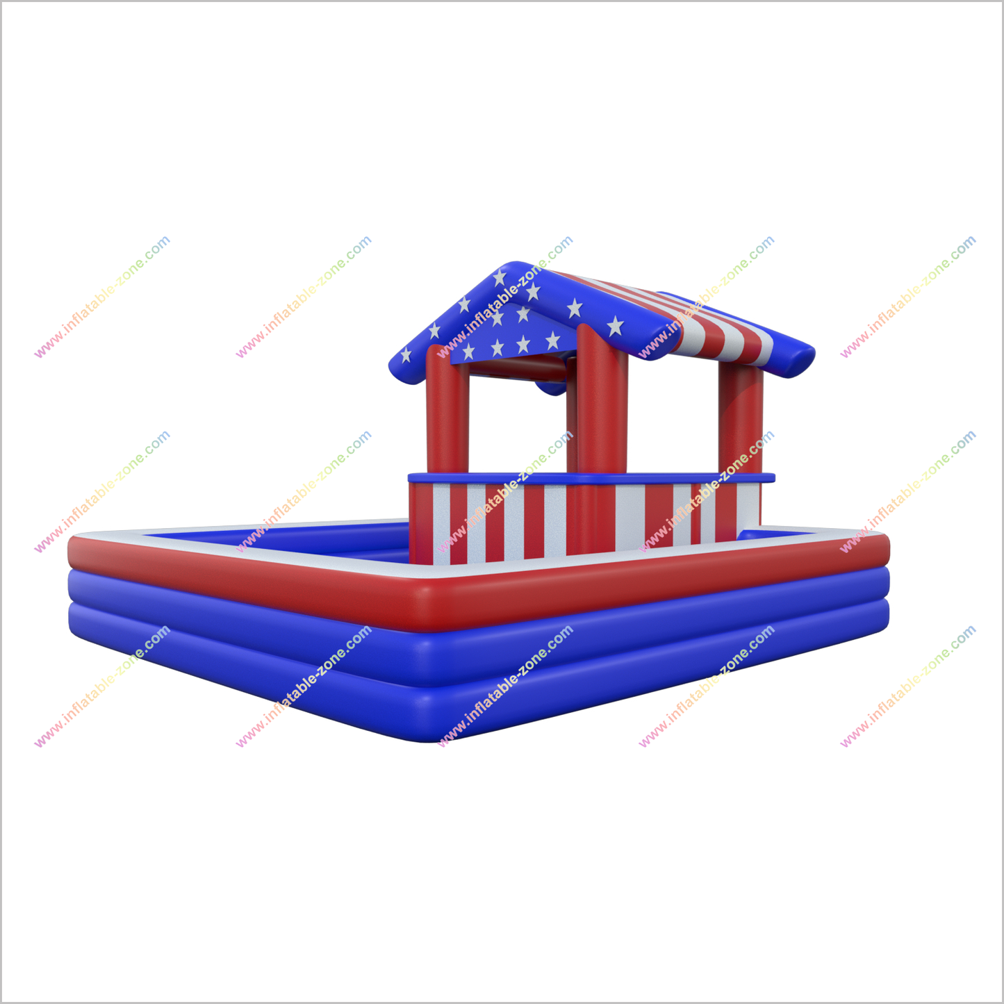 American Flag Theme Inflatable Pool Bars Blow Up Water Pub Pool Bar - Inflatable-Zone
