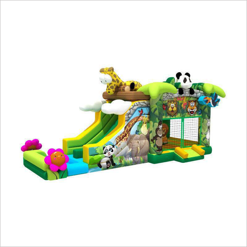 Animal World Theme 8.5X4X4.8M Inflatable Jump House With Slide - Inflatable-Zone