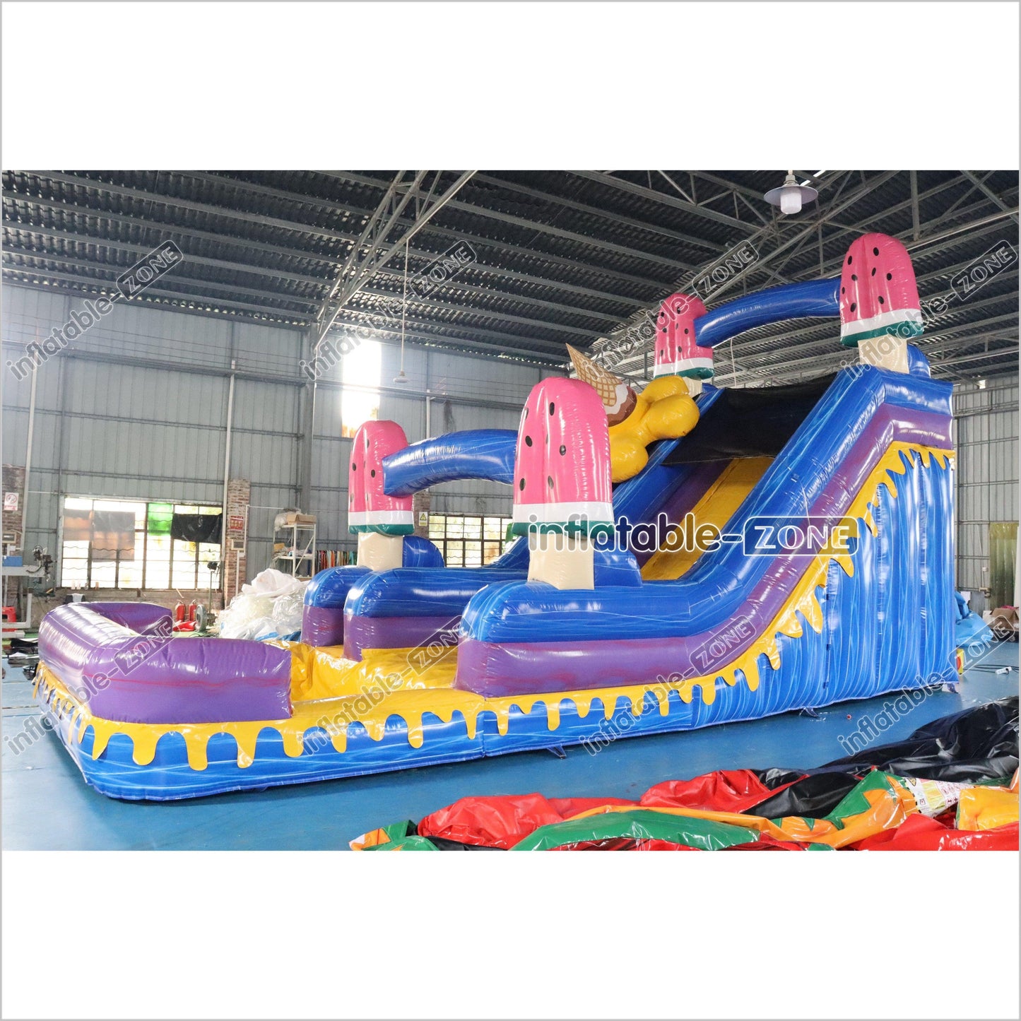 Ice Cream Inflatable Water Slide With Pool Commercial Giant Inflatable Slides Bouncing All Around Party - Inflatable-Zone