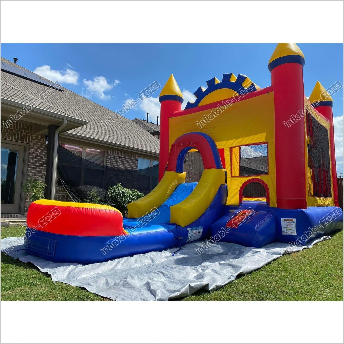 Commercial Vinyl Bounce House For Kids, PVC Bounce Castle With Slide And Ball Pit - Inflatable-Zone