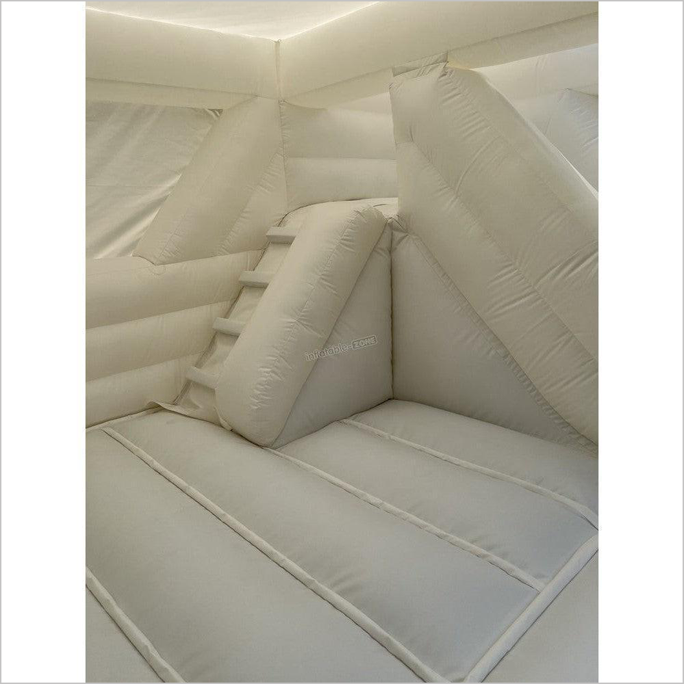 White Wedding Bounce House, Romantic Bouncy Castle With Slide - Inflatable-Zone