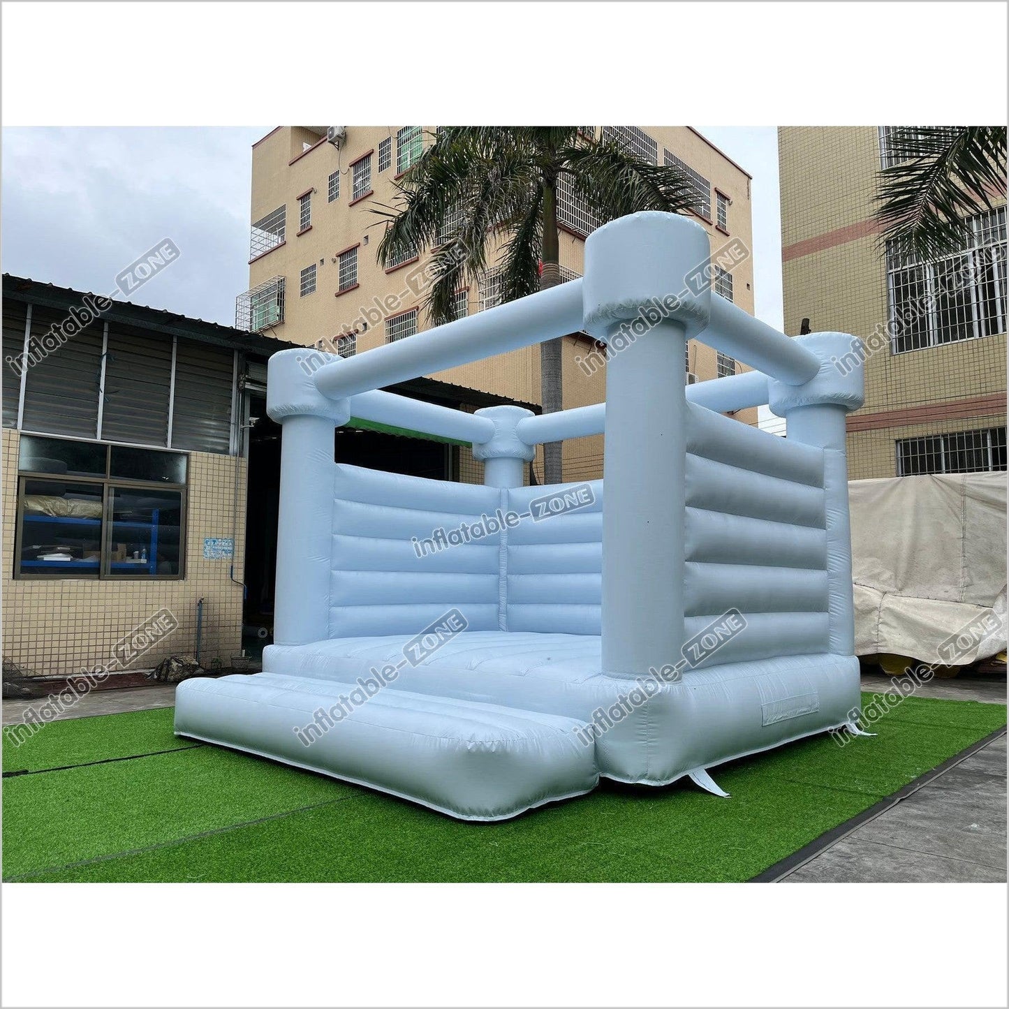 Pastel Blue Wedding Bouncy House - Inflatable-Zone