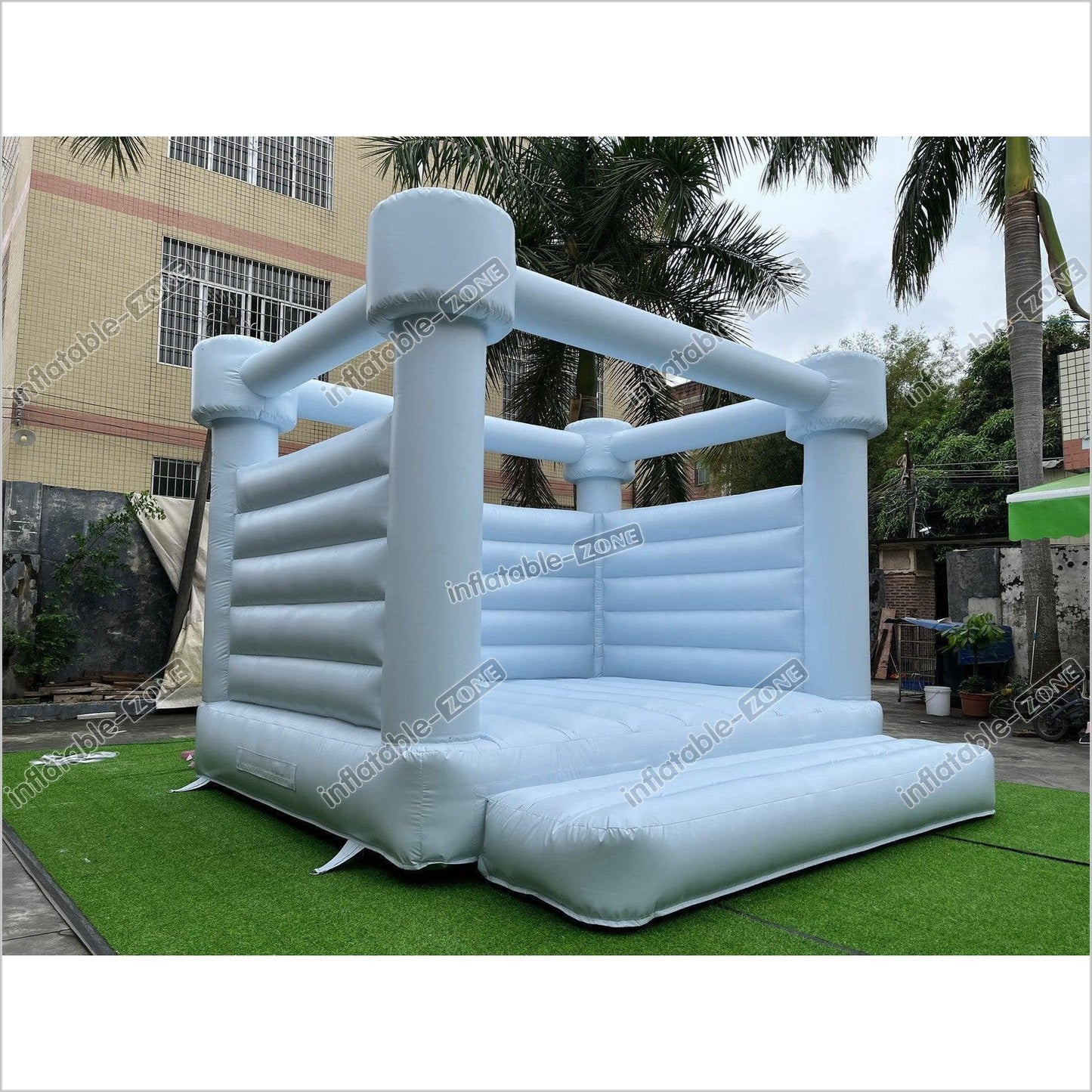 Pastel Blue Wedding Bouncy House - Inflatable-Zone