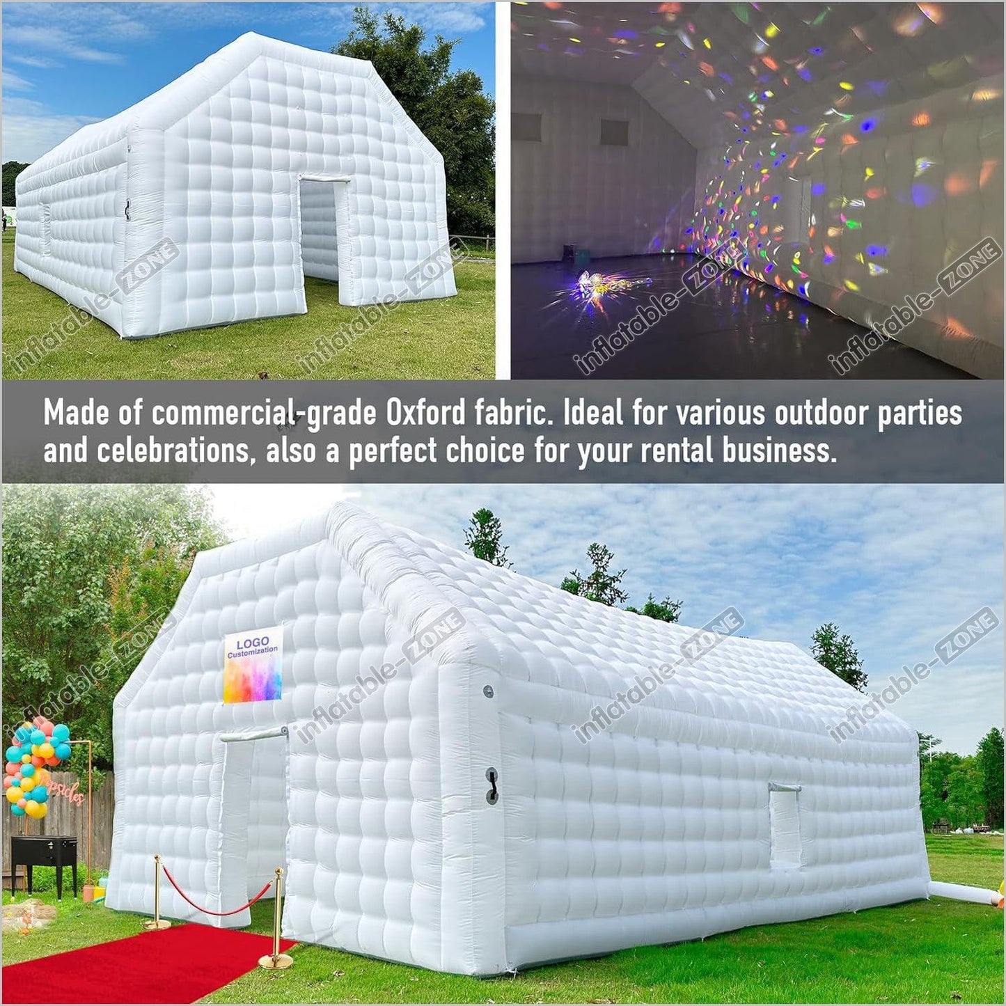White Inflatable Night Club Disco Tent Cube Gazebo Event House with Logo Area Portable Large Inflatable Party Tent for Parties Events - Inflatable-Zone