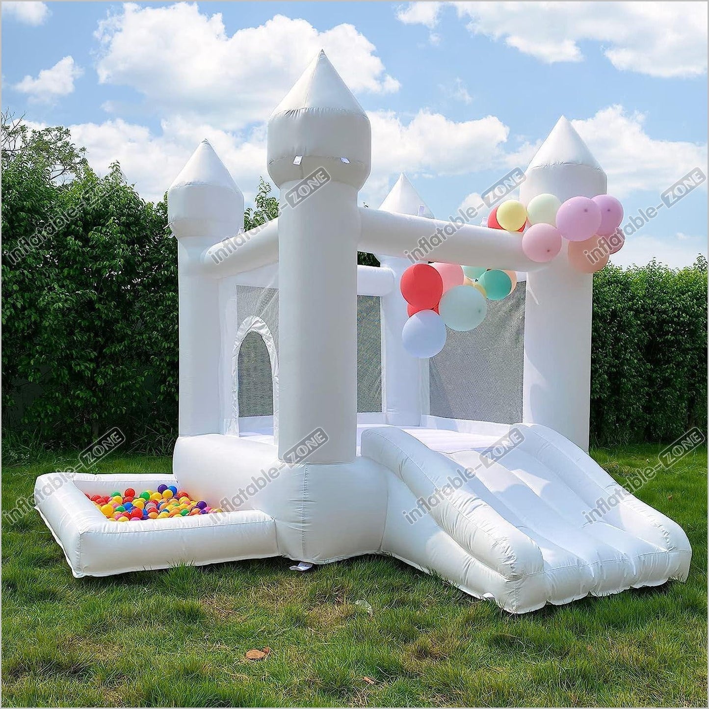 White Bounce Houses, Castle Theme Kids Inflatable Trampoline With Ul Blower, Durable And Easy To Set Up, Safe And Fun For Active Kids - Inflatable-Zone