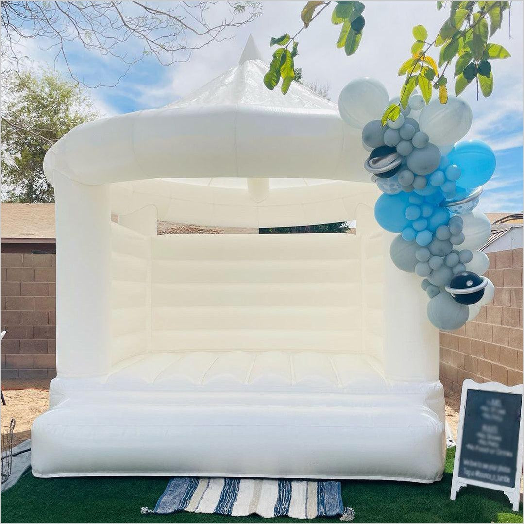 Beautiful Inflatable White Bounce House, White Jump House Castle - Inflatable-Zone