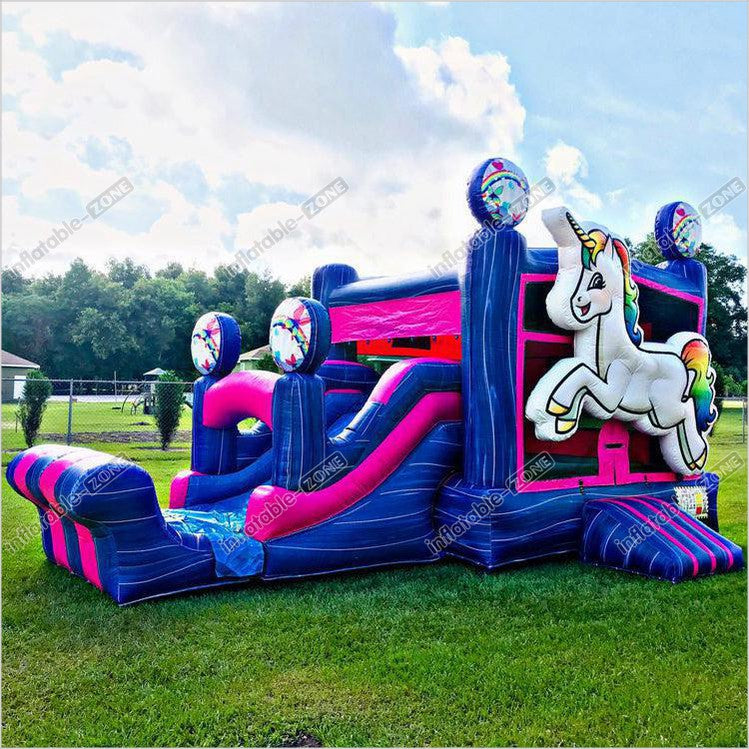 Unicorn Combo Backyard Bounce House Wet Dry Inflatable Water Jumping Castle With Slide - Inflatable-Zone