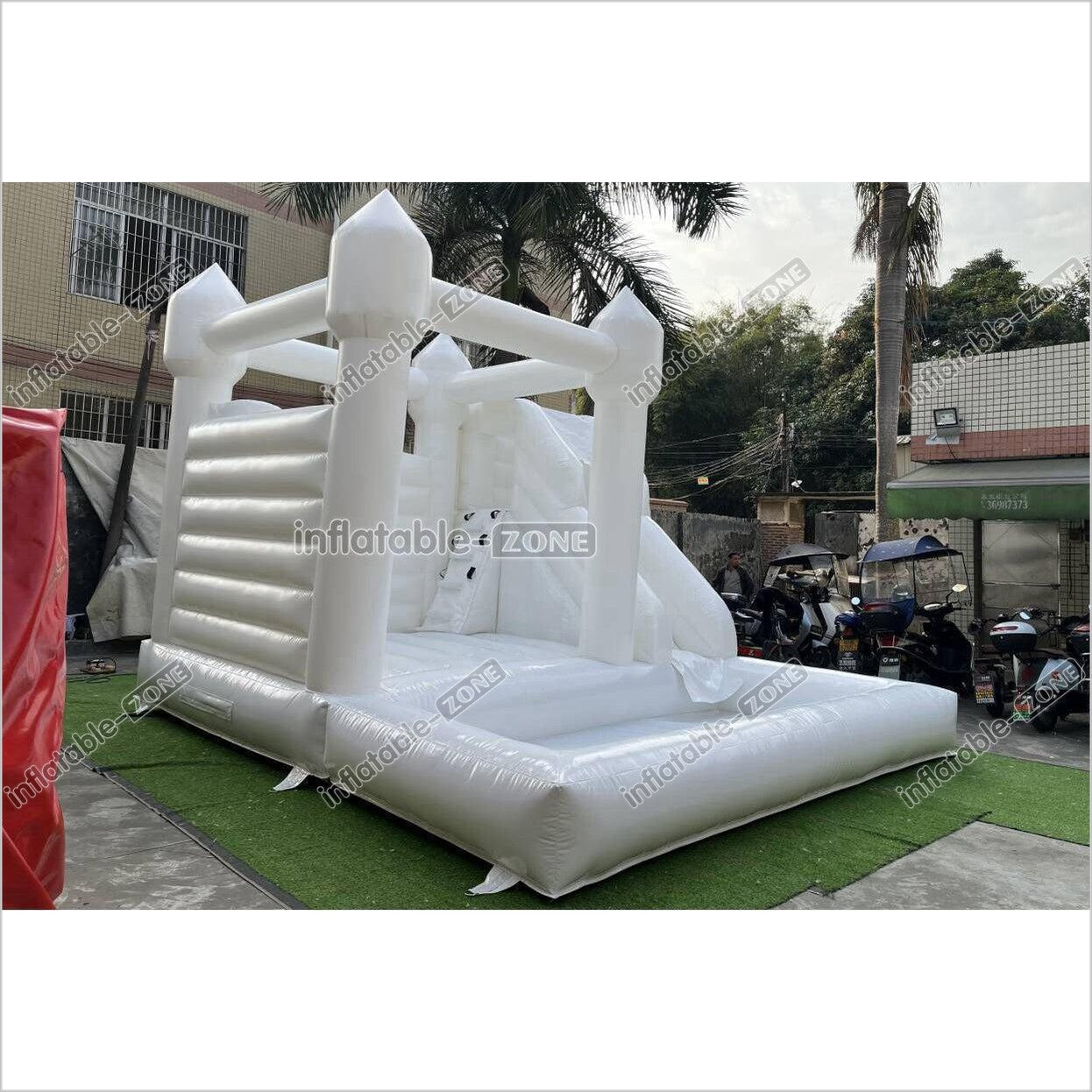 Backyard Bounce House Party Slide Combo Inflatable Bouncer White Wedding Bouncy Castle With Ball Pit - Inflatable-Zone