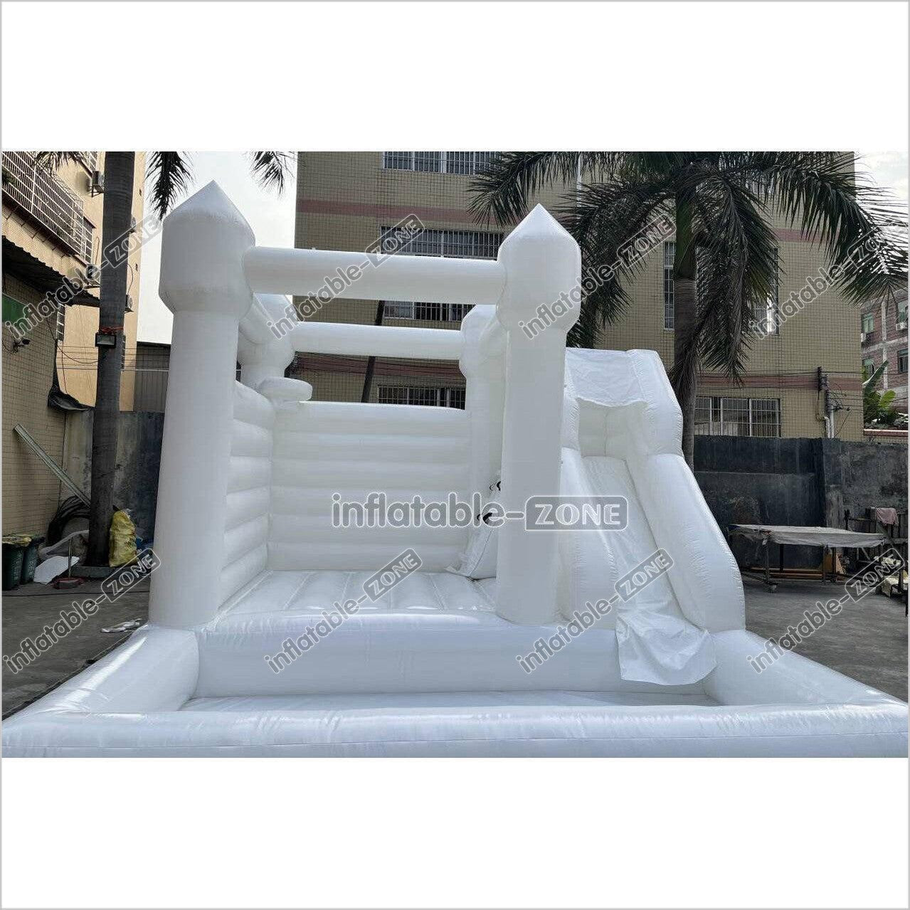 Backyard Bounce House Party Slide Combo Inflatable Bouncer White Wedding Bouncy Castle With Ball Pit - Inflatable-Zone
