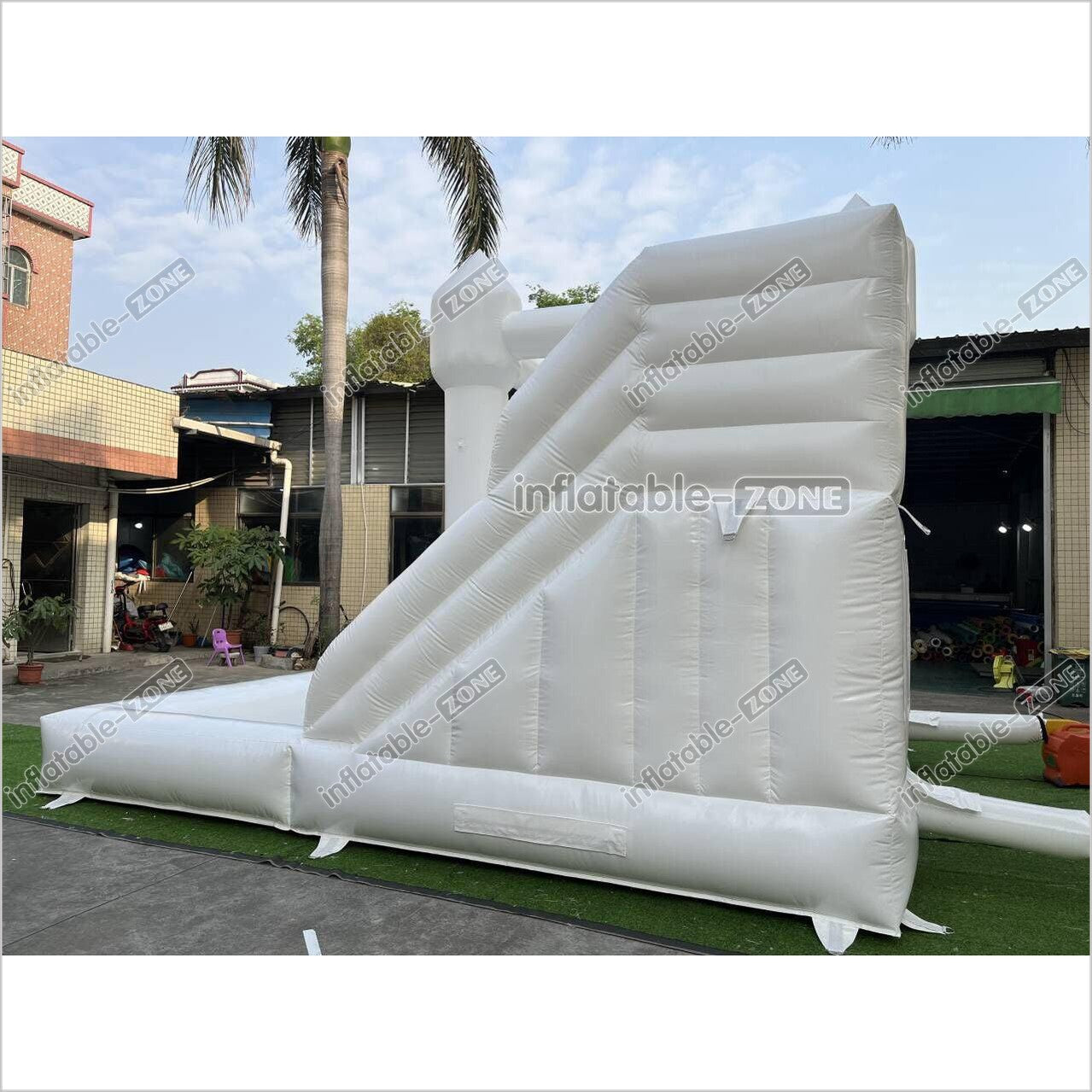 Backyard Bounce House Party Slide Combo Inflatable Bouncer White Wedding Bouncy Castle With Ball Pit - Inflatable-Zone