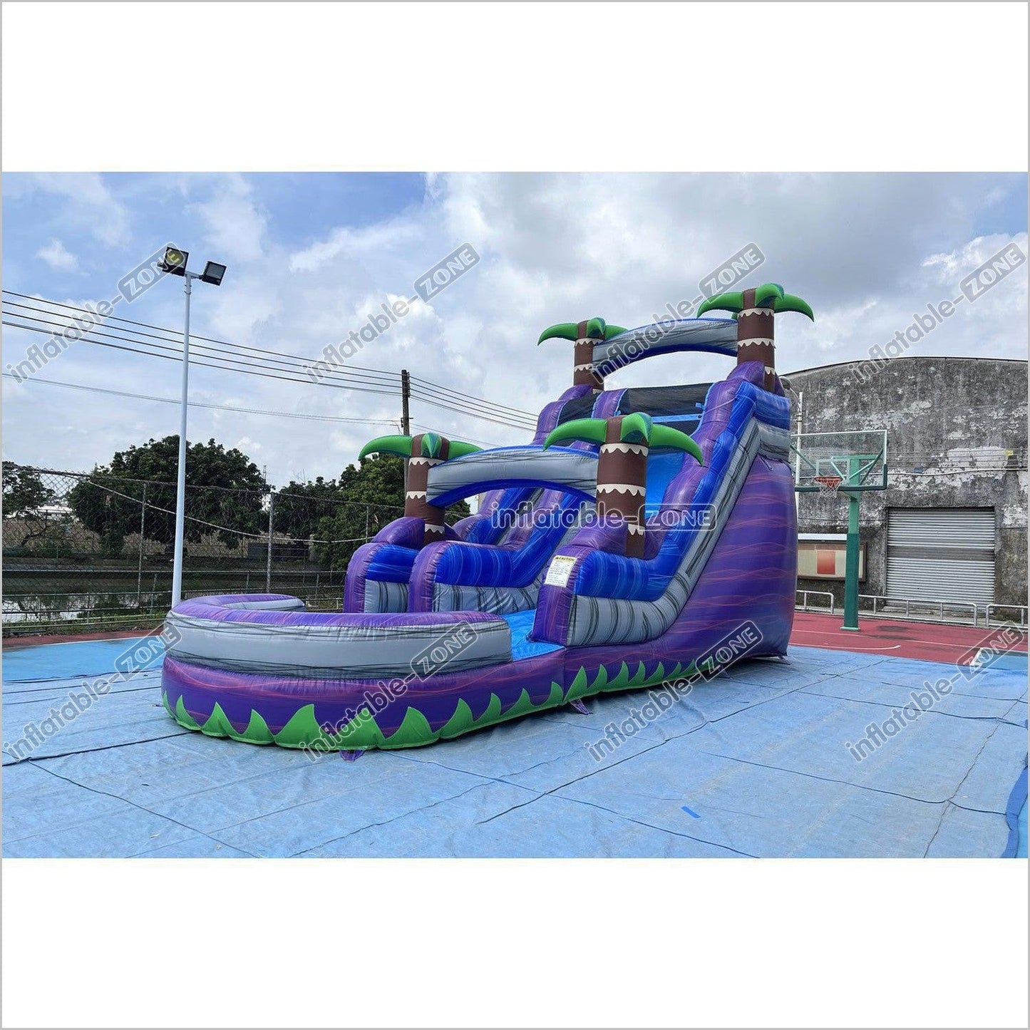 Best Outdoor Inflatable Water Slide Jumping Castle Pool Professional Water Slide With Palm Trees - Inflatable-Zone