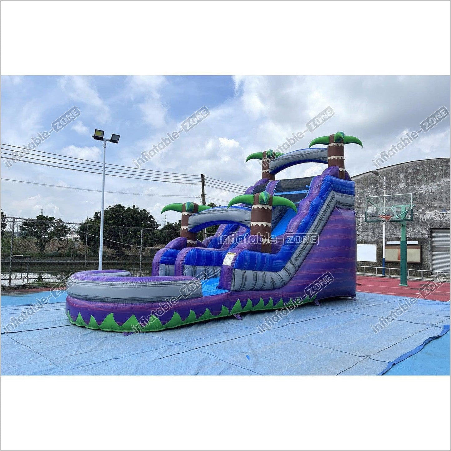 Best Outdoor Inflatable Water Slide Jumping Castle Pool Professional Water Slide With Palm Trees - Inflatable-Zone